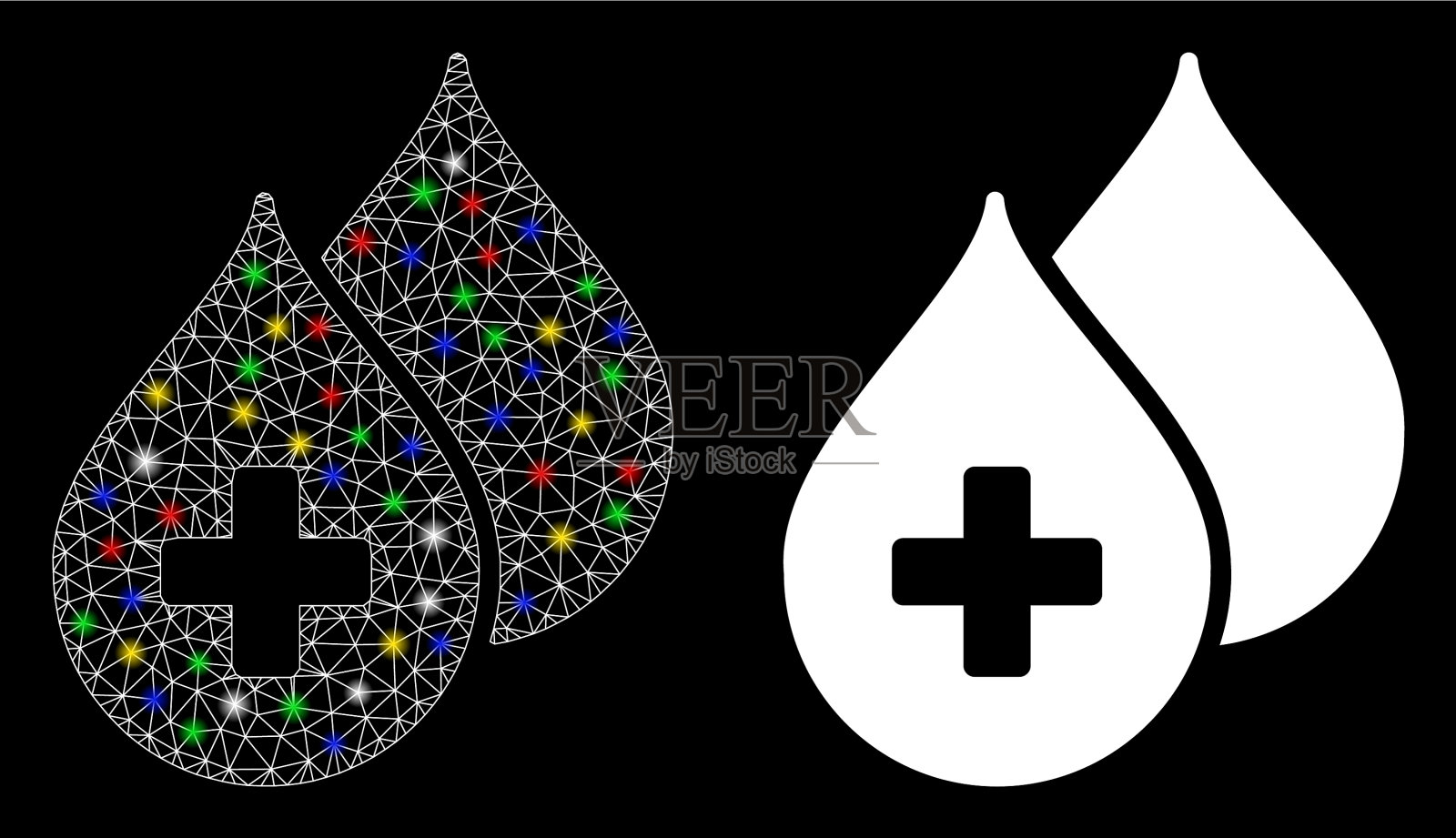 闪光网格尸体医疗滴图标与闪光插画图片素材