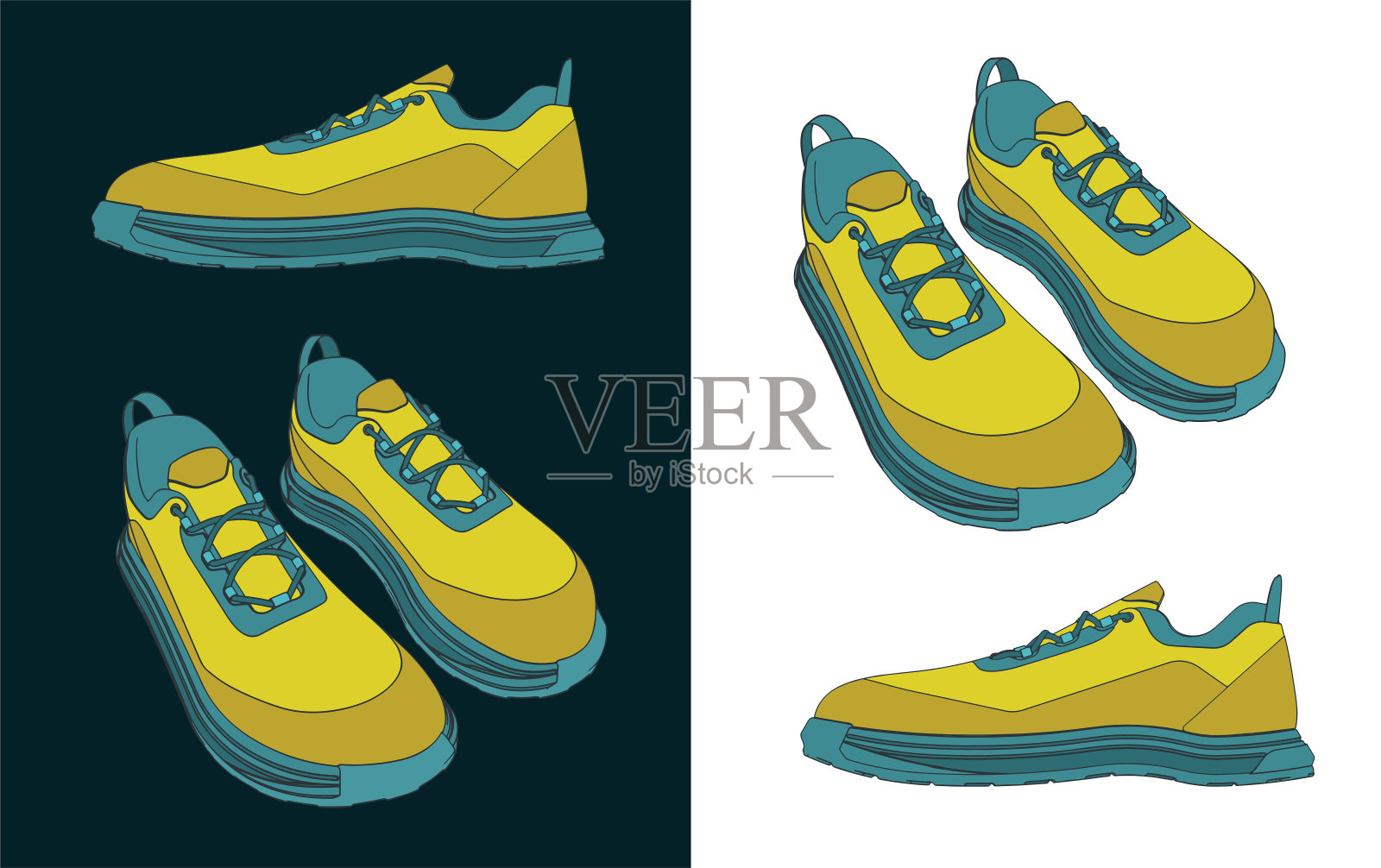 运动鞋颜色图纸插画图片素材