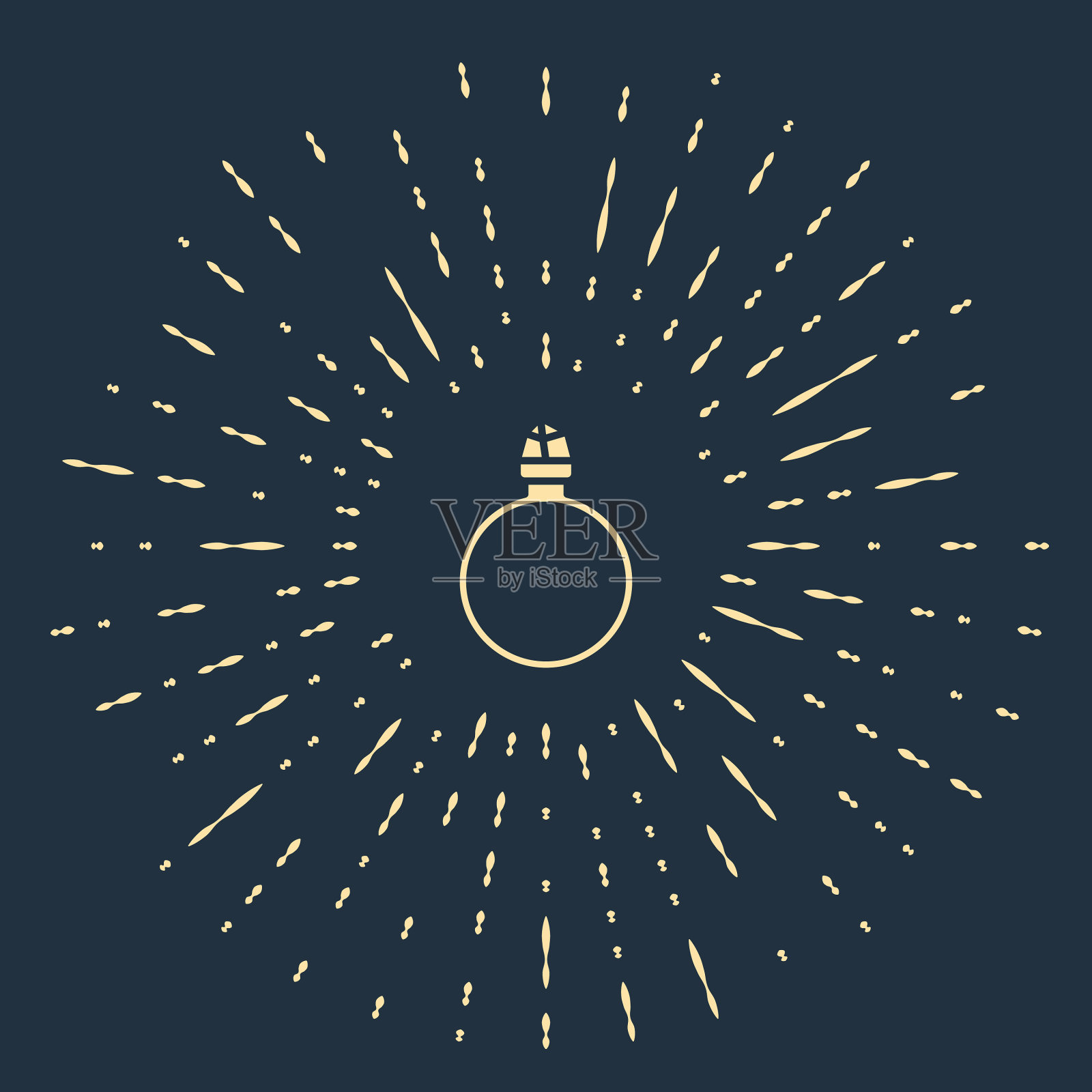 米色钻石订婚戒指图标孤立插画图片素材