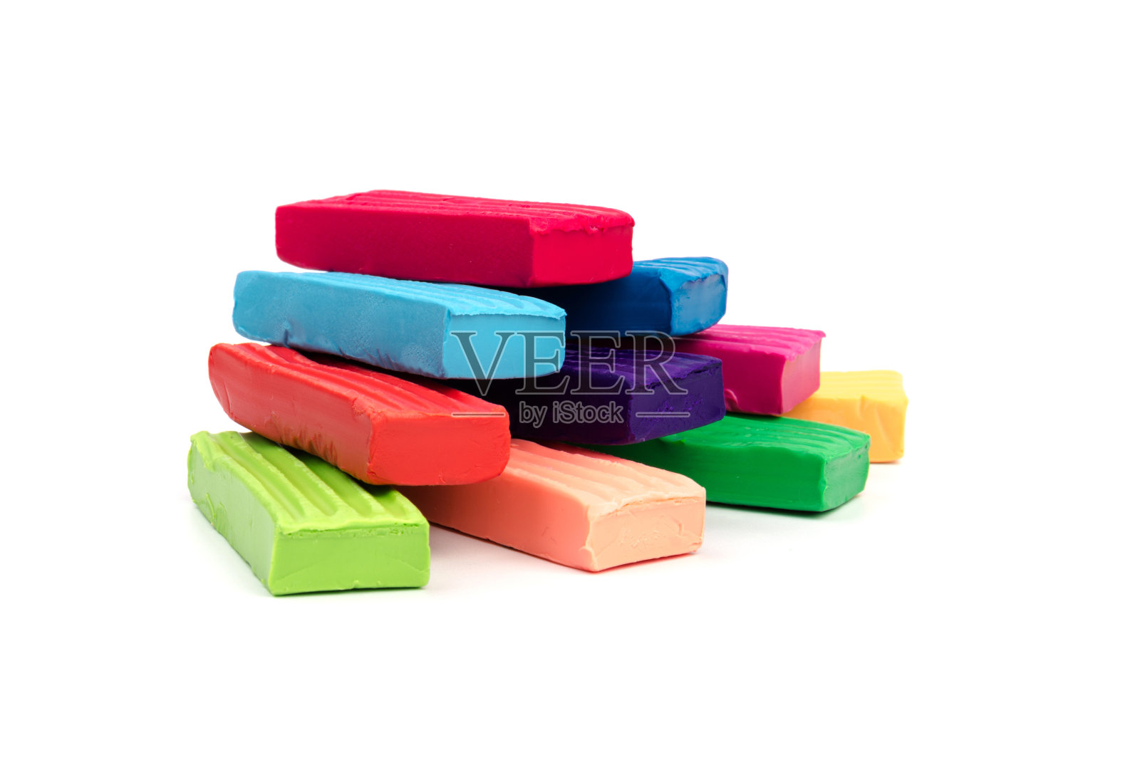 一组彩色的橡皮泥孤立在白色的背景照片摄影图片