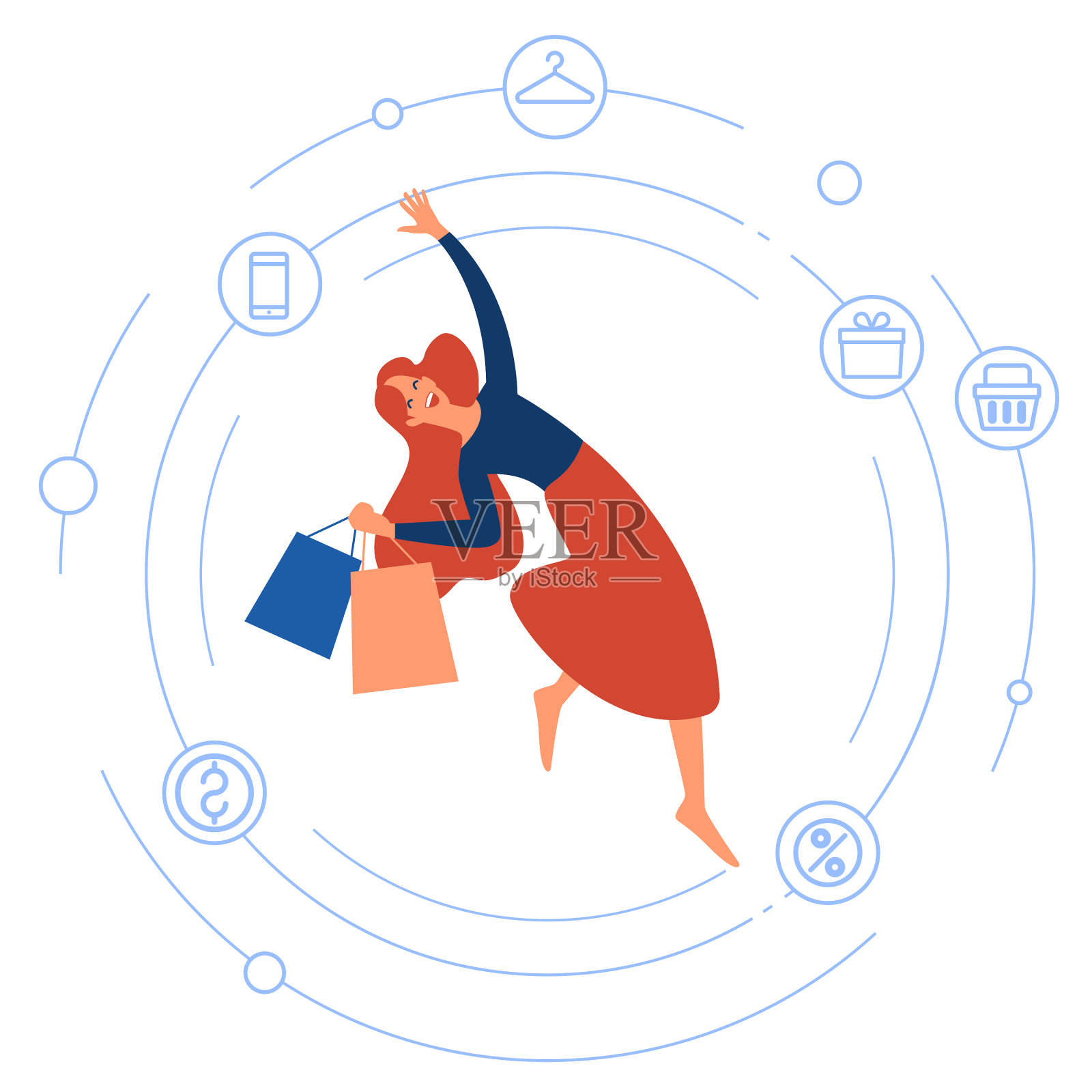带有人物的网店购物理念设计元素图片