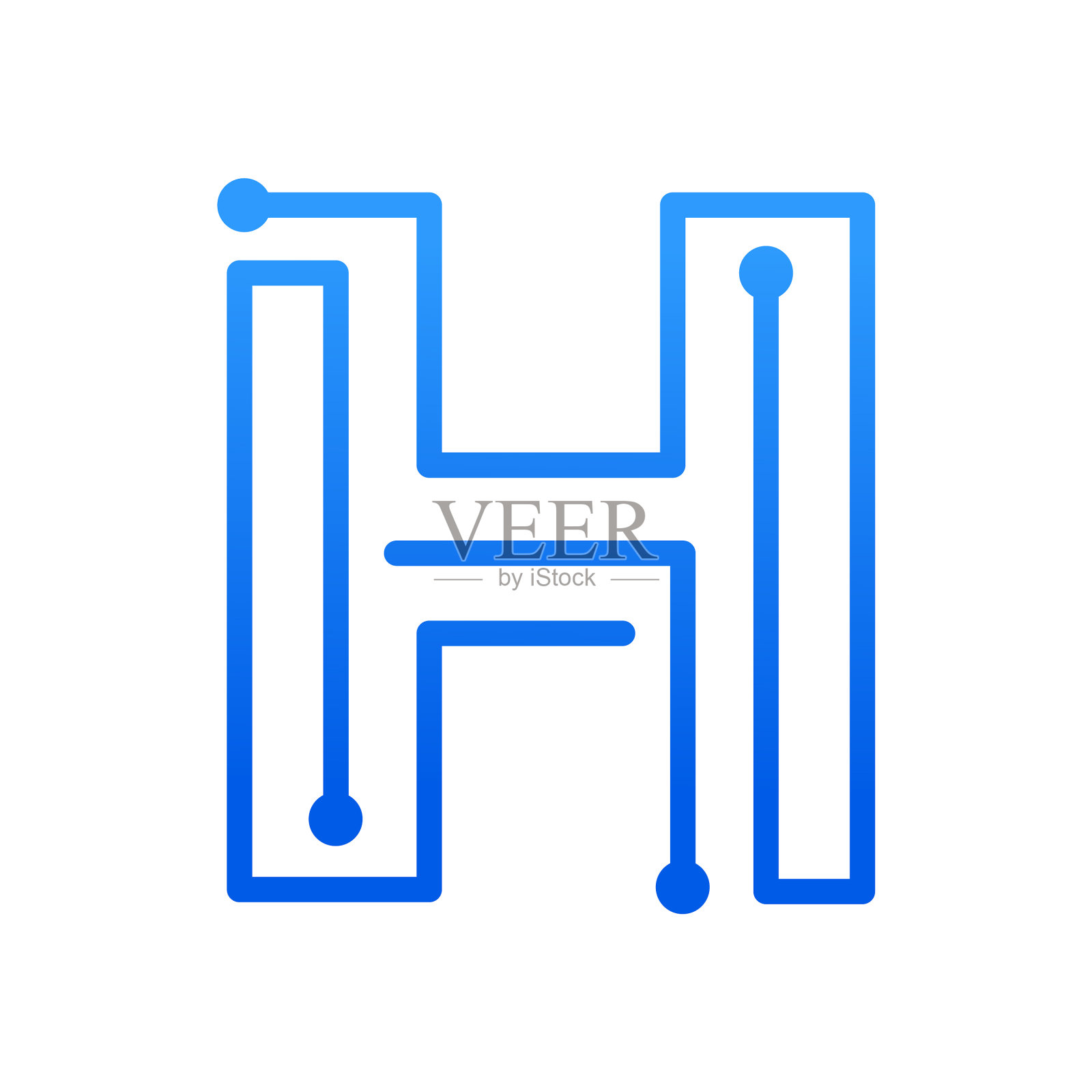 电路标志的首字母设计元素图片