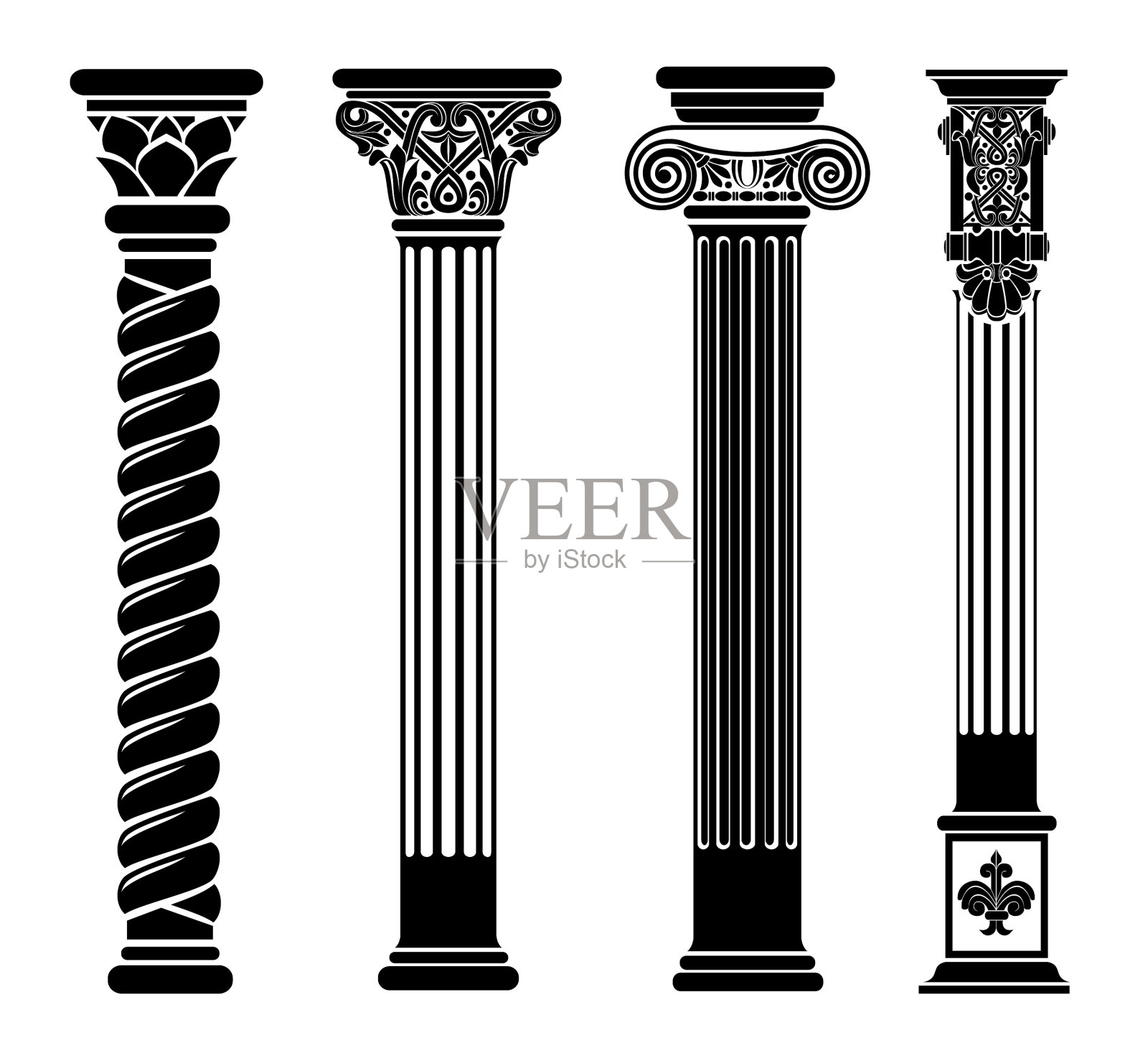 设置剪影经典复古首都插画图片素材