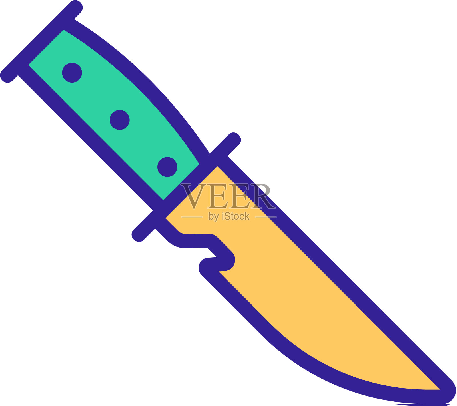 刀为鱼的图标孤立轮廓设计元素图片