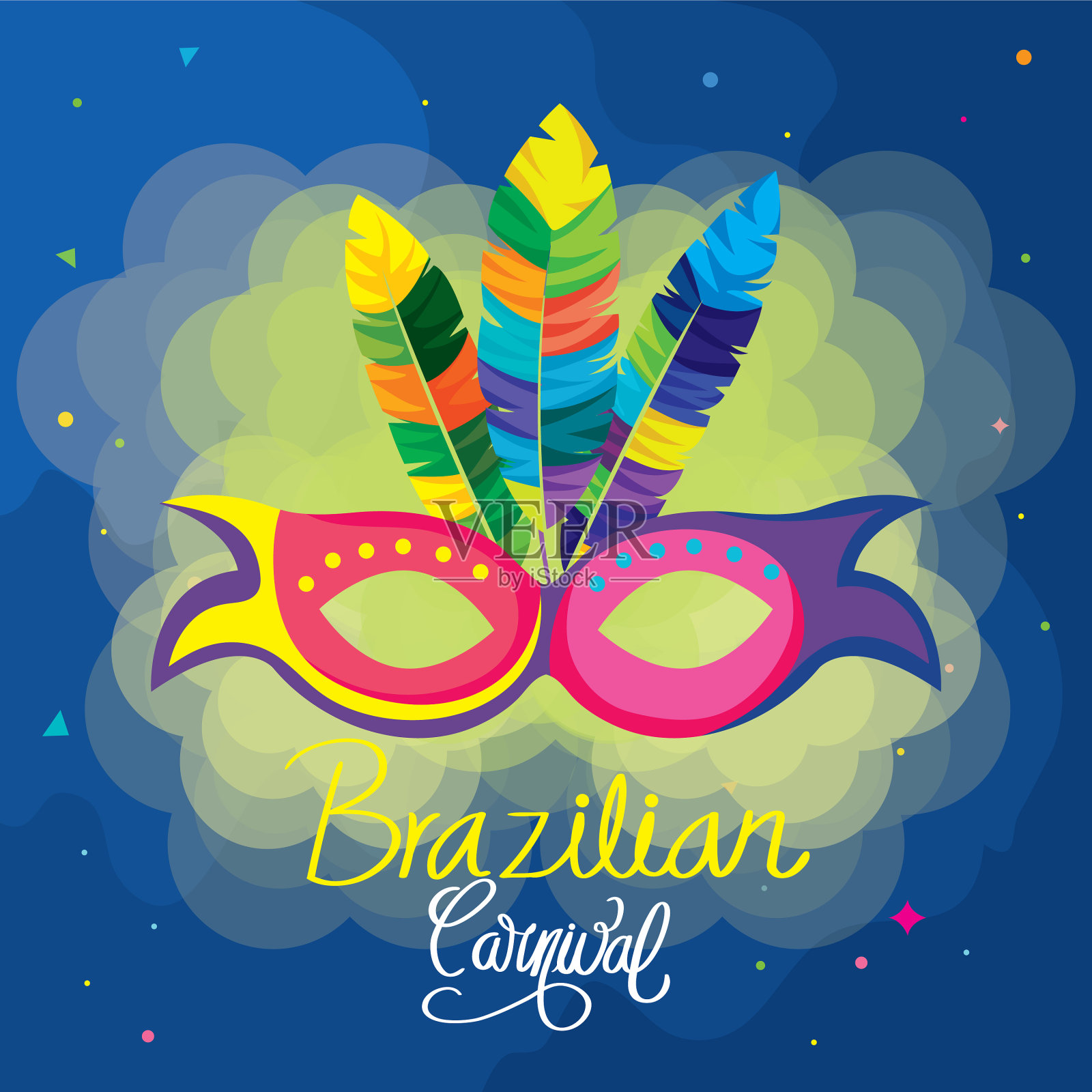 海报狂欢节巴西面具和插画图片素材