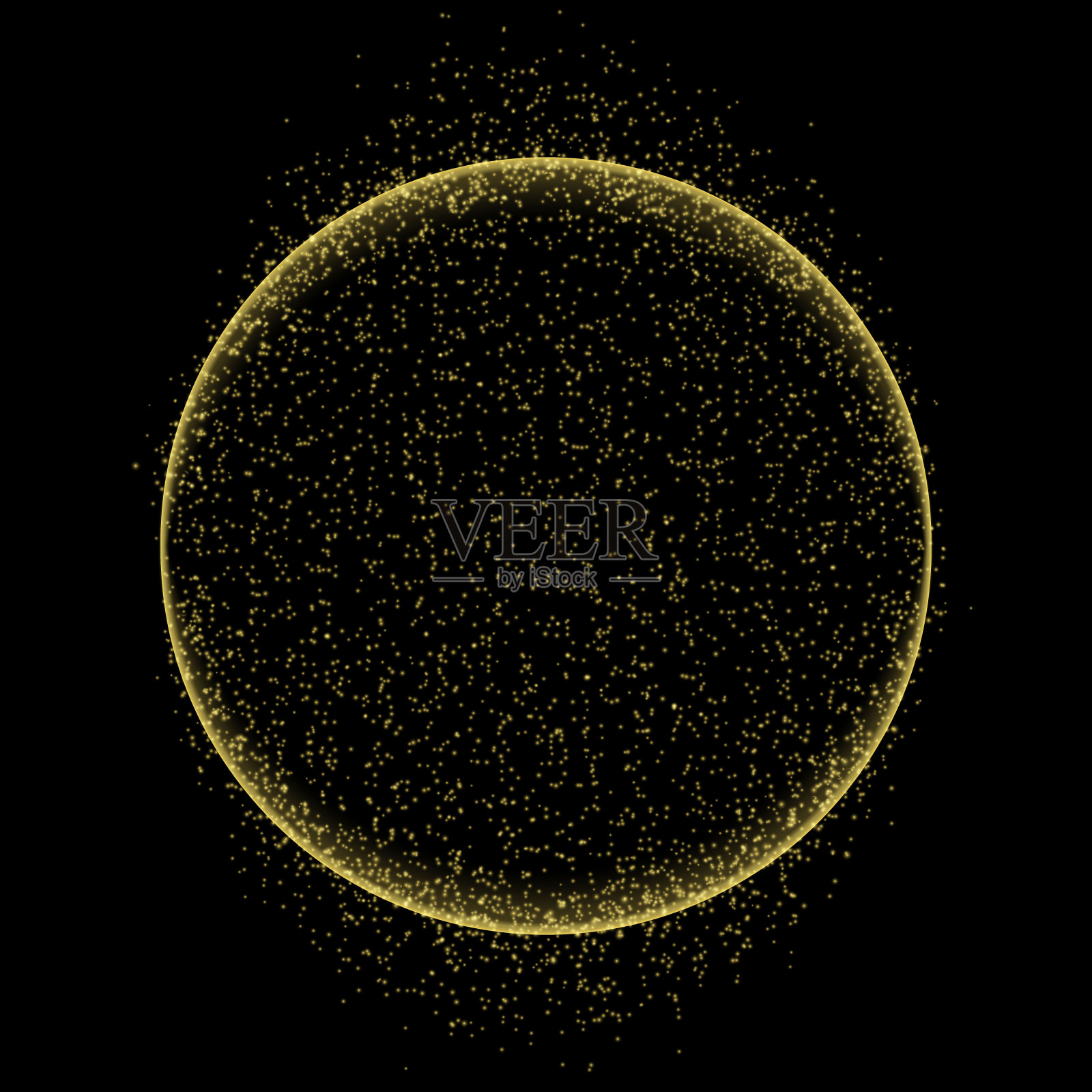 金色的圆形框架，具有闪光的灯光效果。插画图片素材