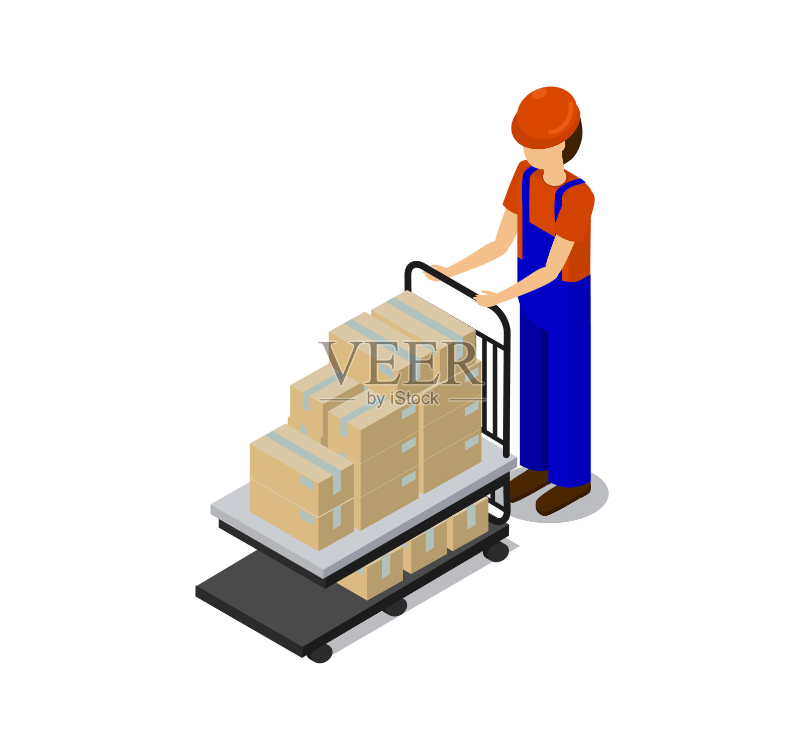 运送产品的特殊设备中的人插画图片素材