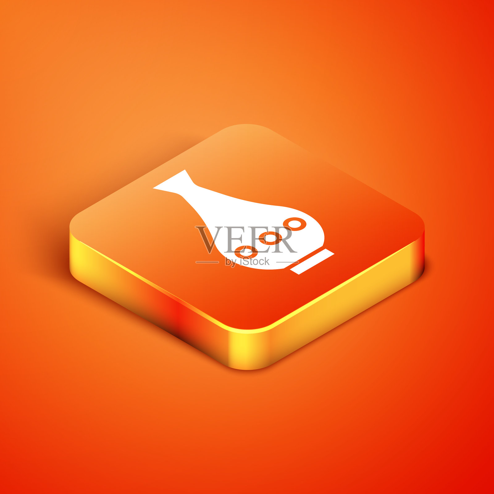 等距花瓶图标孤立在橙色背景插画图片素材