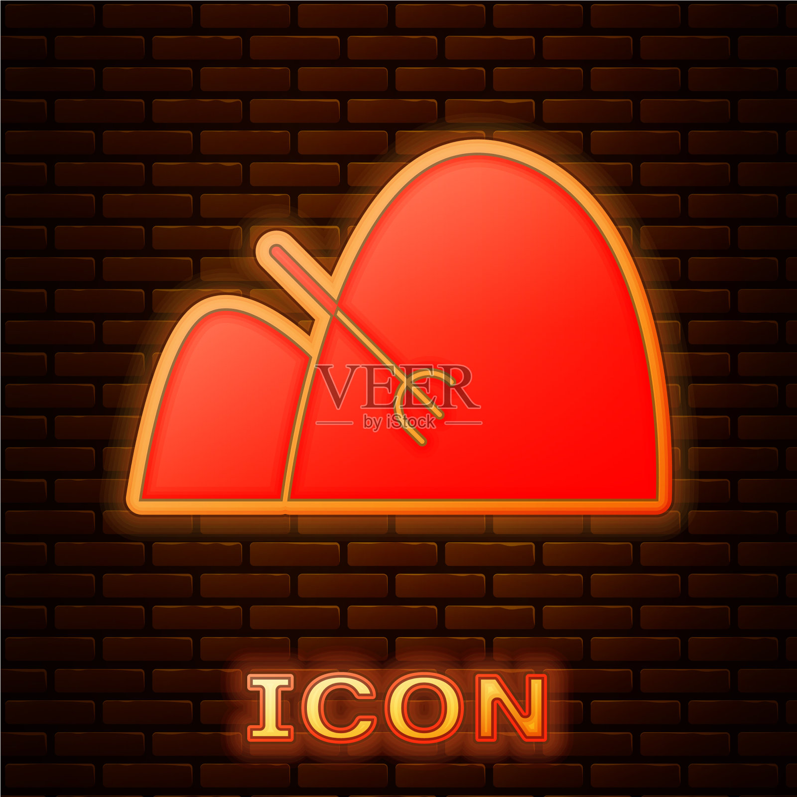 发光的霓虹灯捆干草和耙图标孤立图标素材