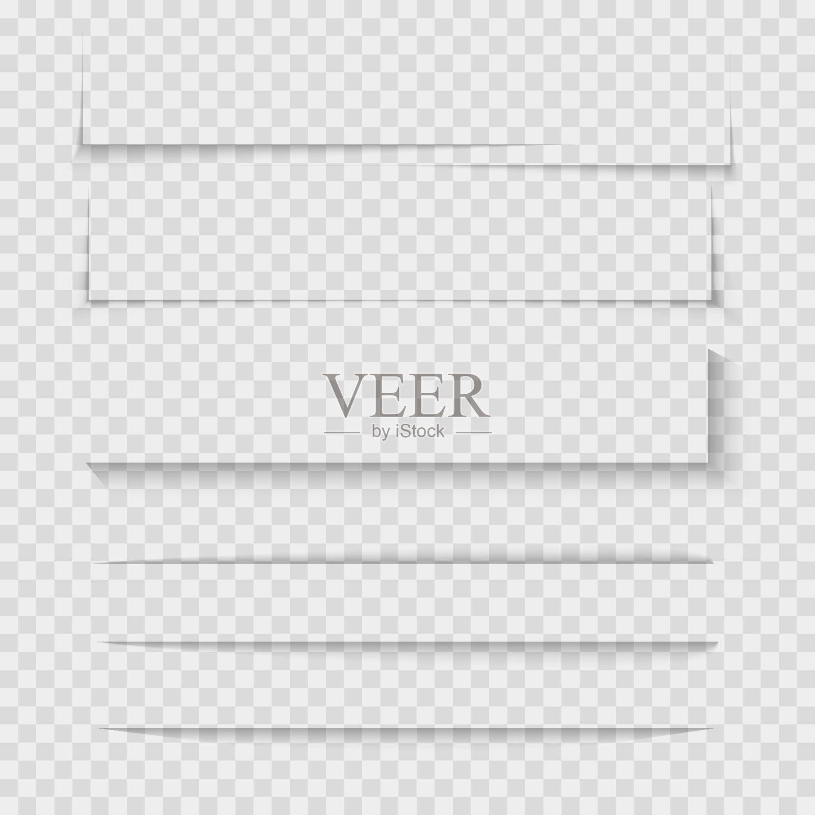 纸张阴影效果。矢量透明真实的阴影设置为广告横幅模板。矢量阴影与叠加层效果。插画图片素材