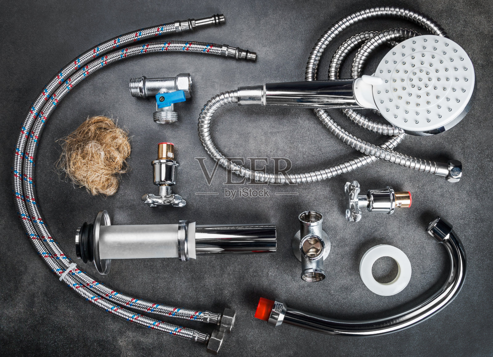 不同的管道装置用于浴室和卫生间照片摄影图片