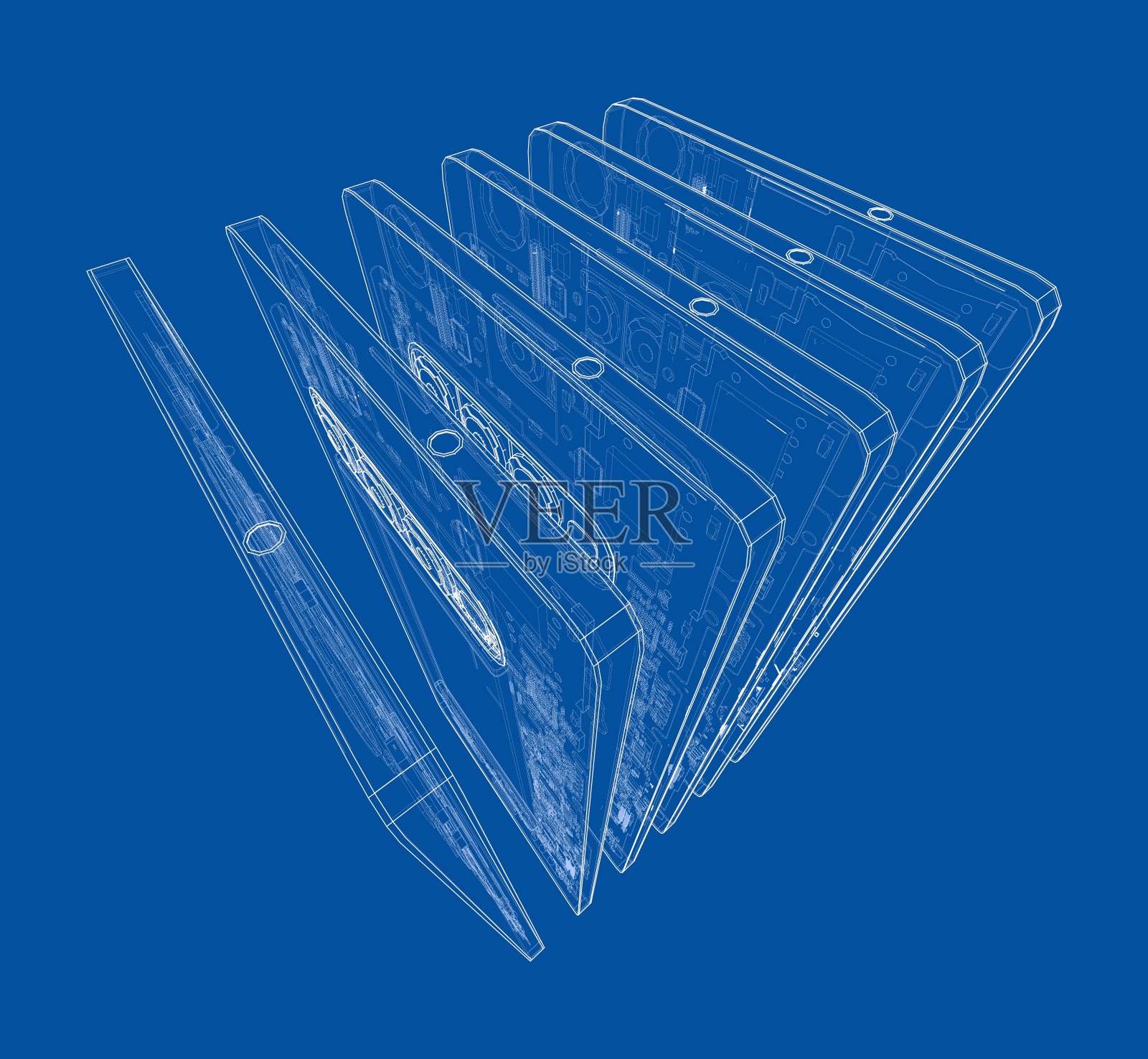 智能手机概念轮廓。向量插画图片素材