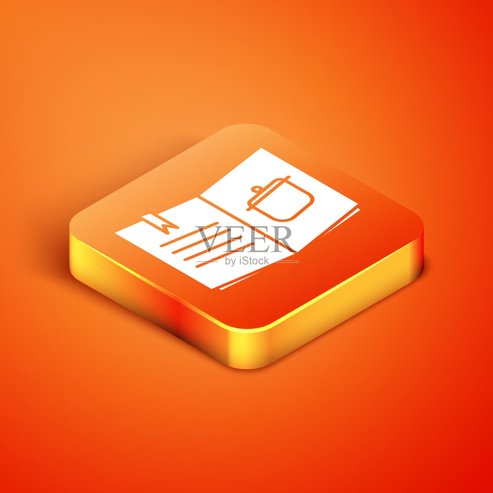 等距食谱图标孤立在橙色图标素材