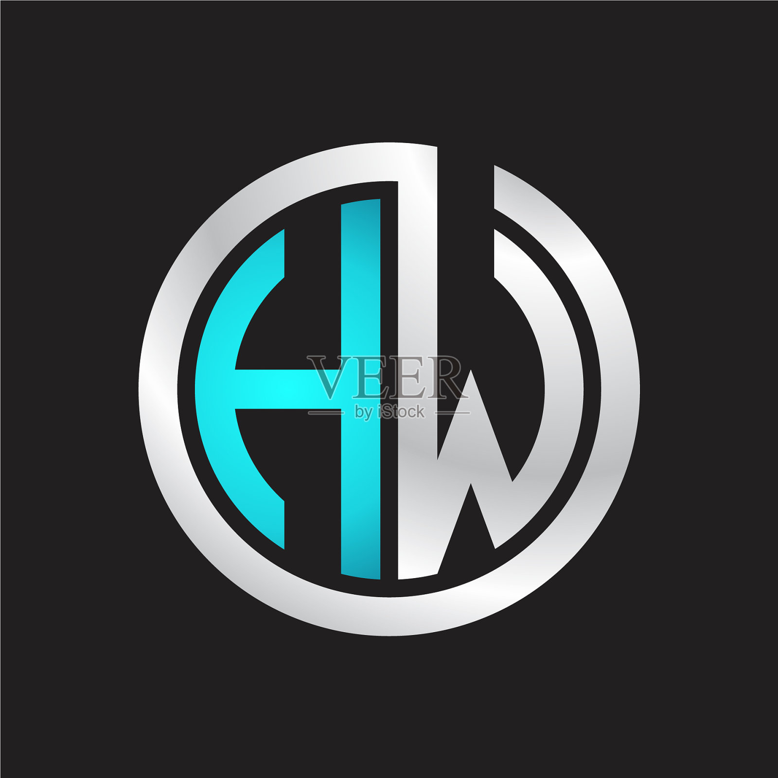 Hw最初的标志链接圆字母插画图片素材