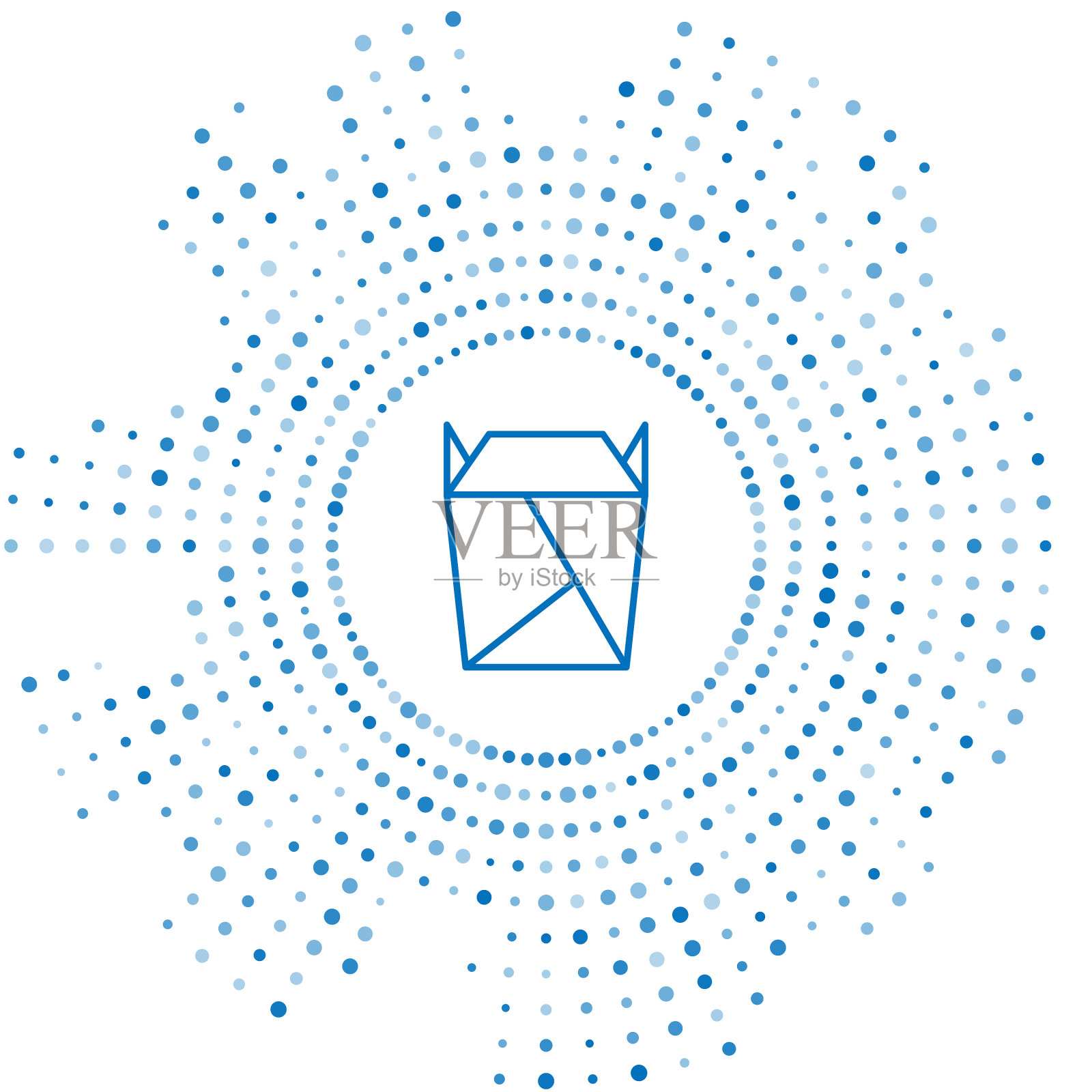 蓝线中餐厅开了外卖盒插画图片素材