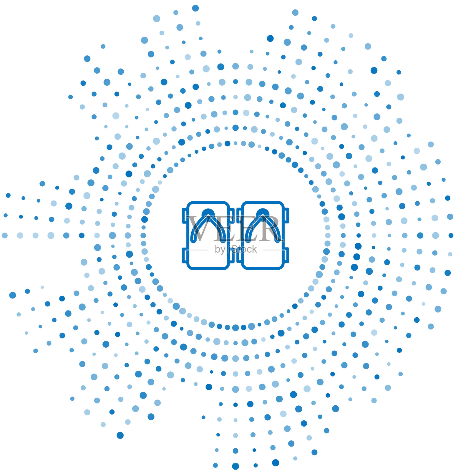 蓝线是传统的日本鞋子图标插画图片素材