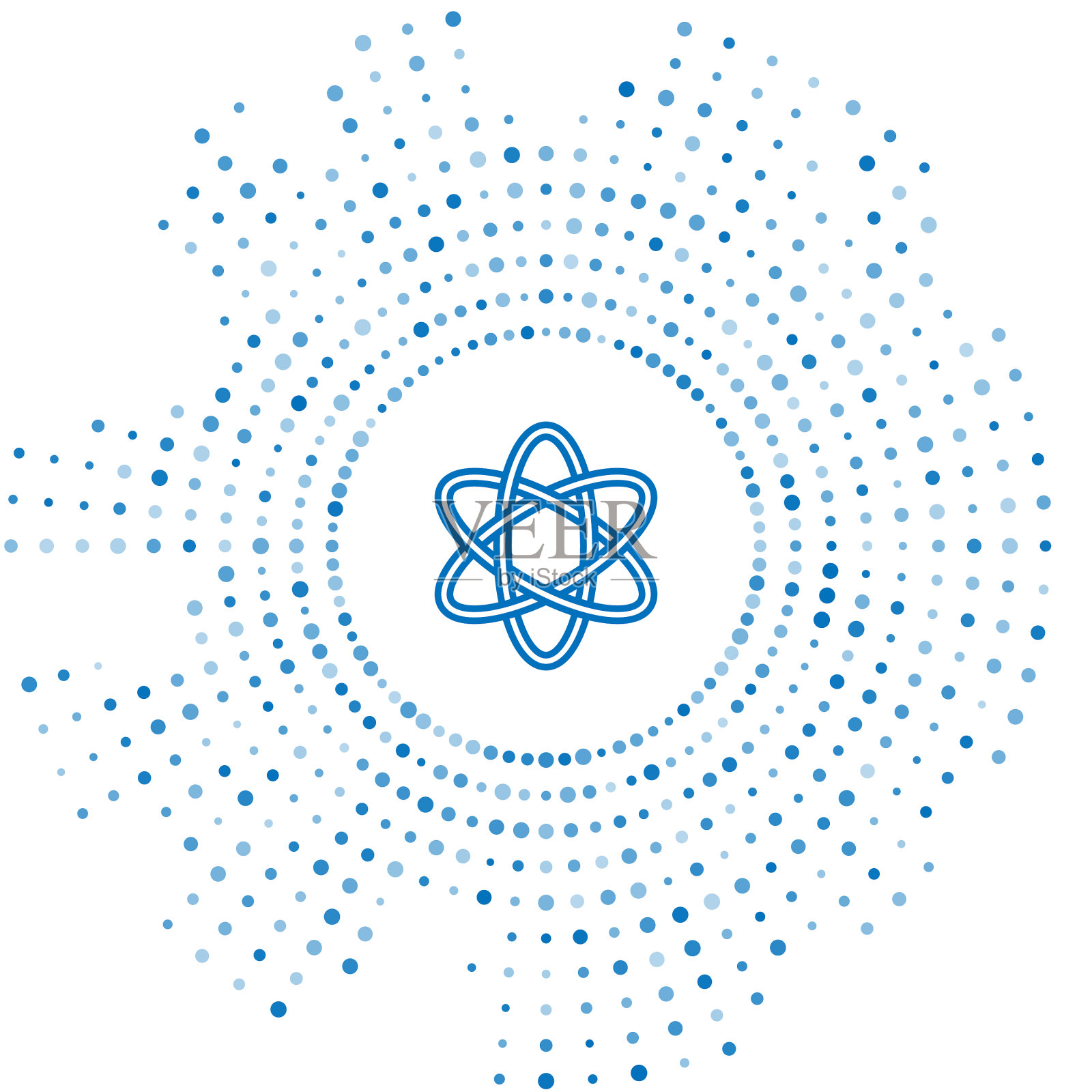 蓝线原子图标孤立在白色背景上插画图片素材