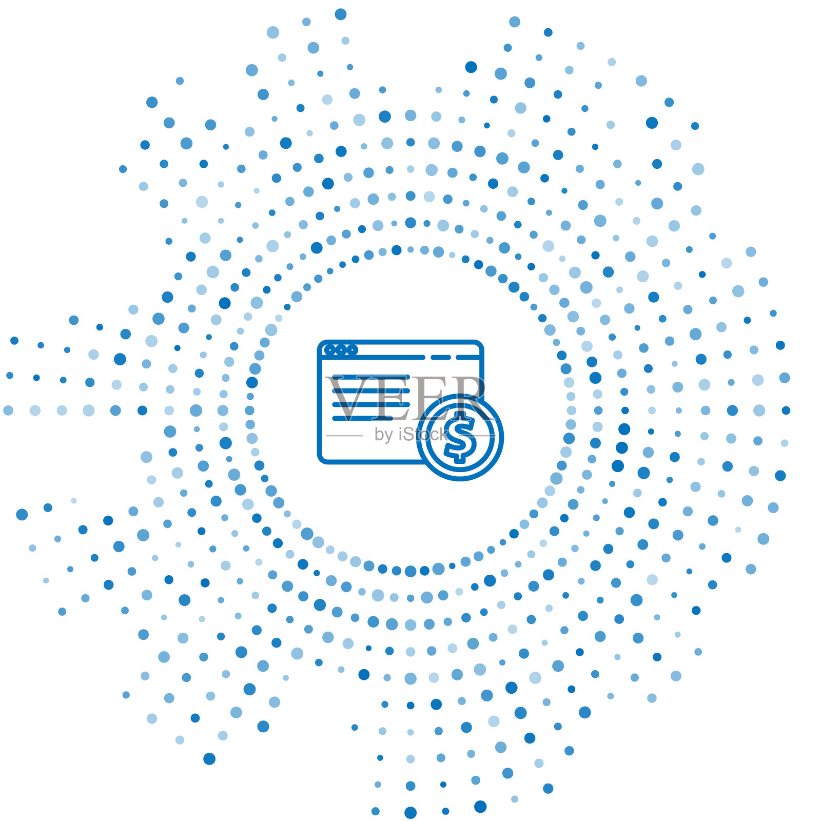 蓝线网上购物屏幕图标孤立插画图片素材