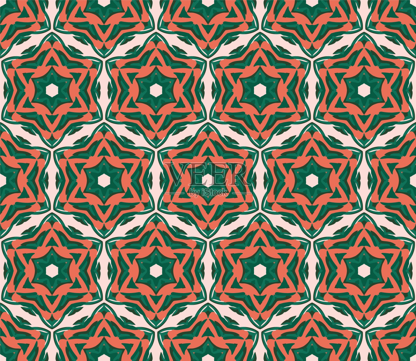 矢量无缝模式与程式化的热带叶和花插画图片素材