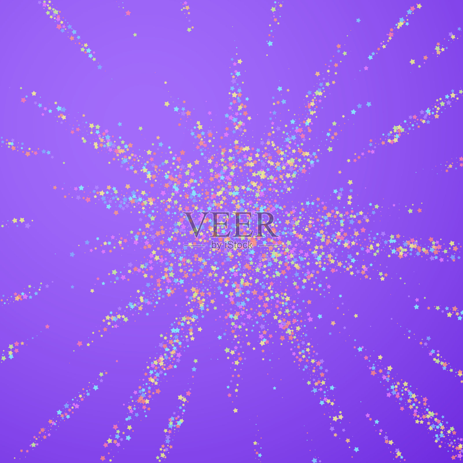 节日的五彩纸屑。庆祝的星星。五彩缤纷的明星插画图片素材