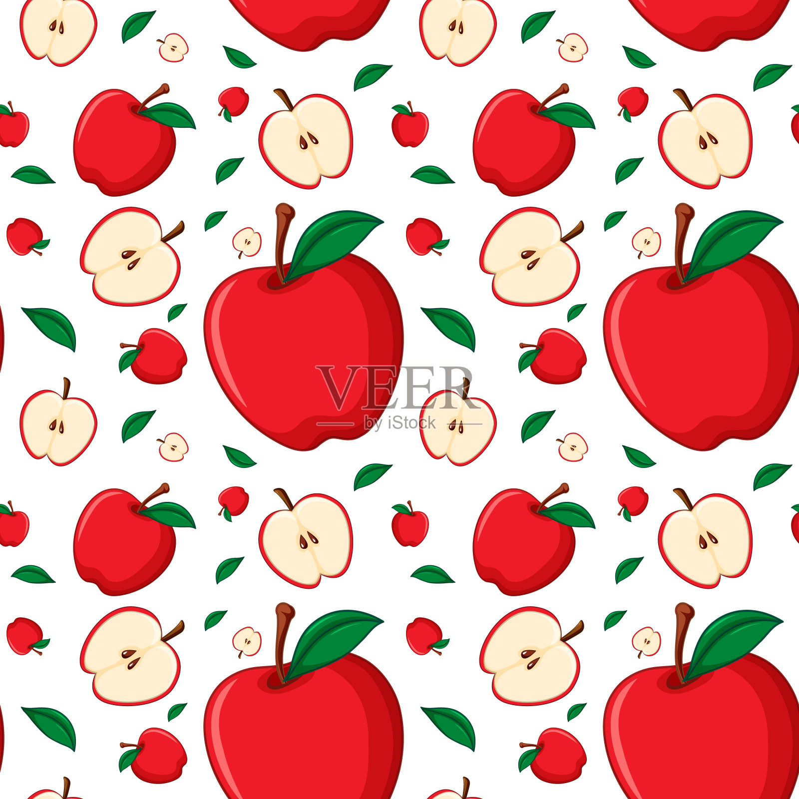 无缝背景设计与红苹果插画图片素材