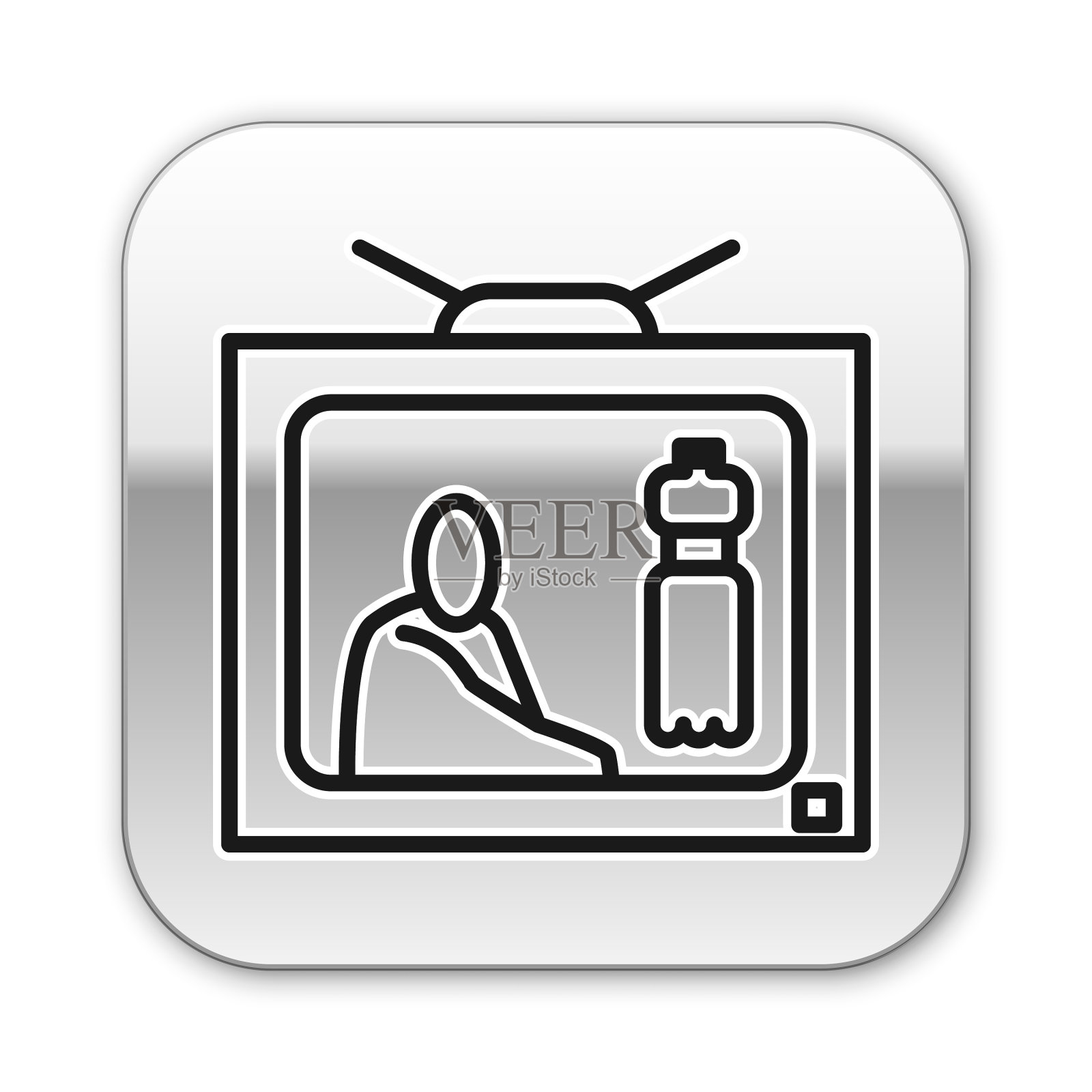 黑色线停止塑料污染图标隔离上图标素材