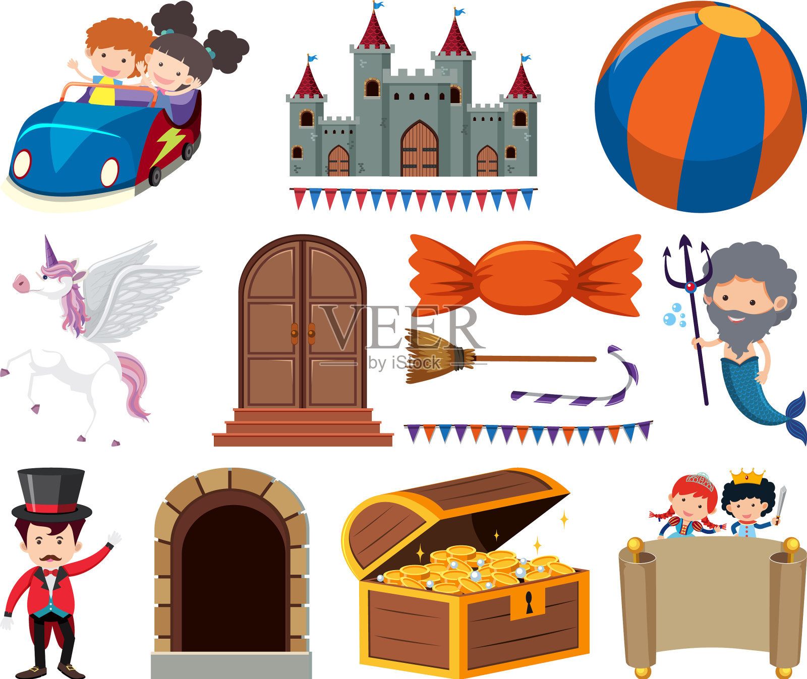 设定童话人物和物品插画图片素材