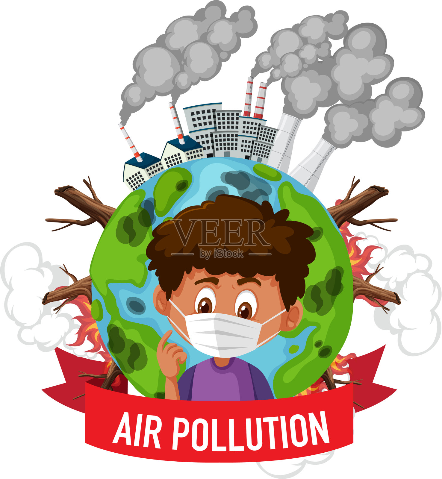 海报设计停止污染与男孩穿着设计元素图片