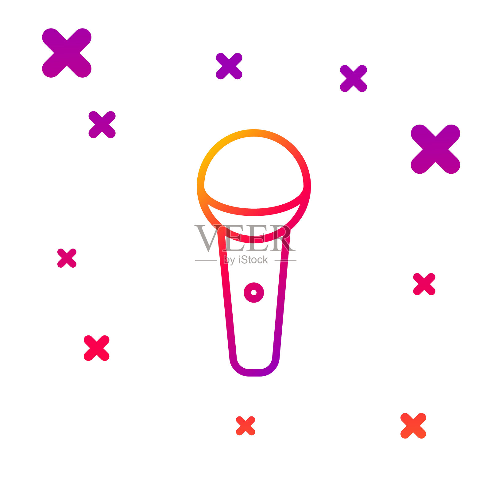 彩色线麦克风图标隔离在白色背景。在空中无线电麦克风麦克风。演讲者的迹象。梯度随机动态形状。向量插画图片素材