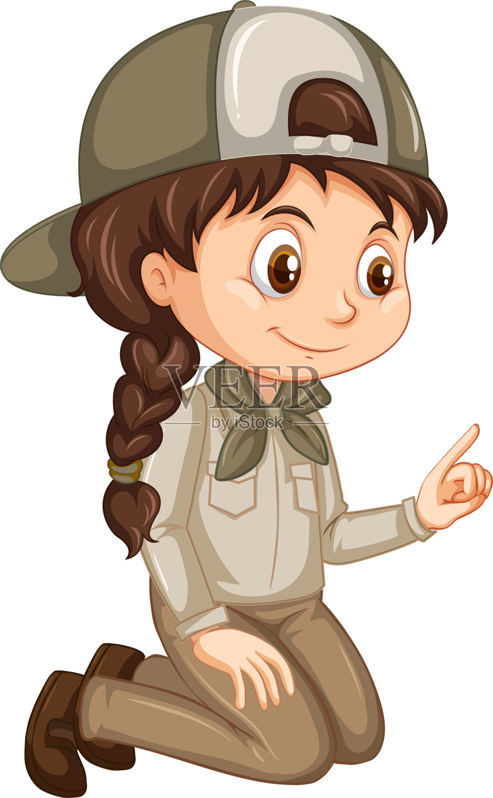 身着狩猎制服的女孩，背景孤立设计元素图片