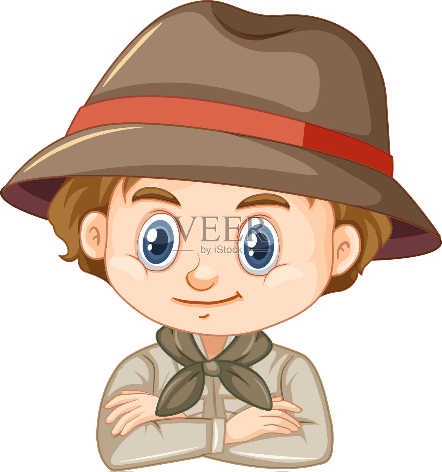 白色背景下穿着狩猎服的男孩设计元素图片