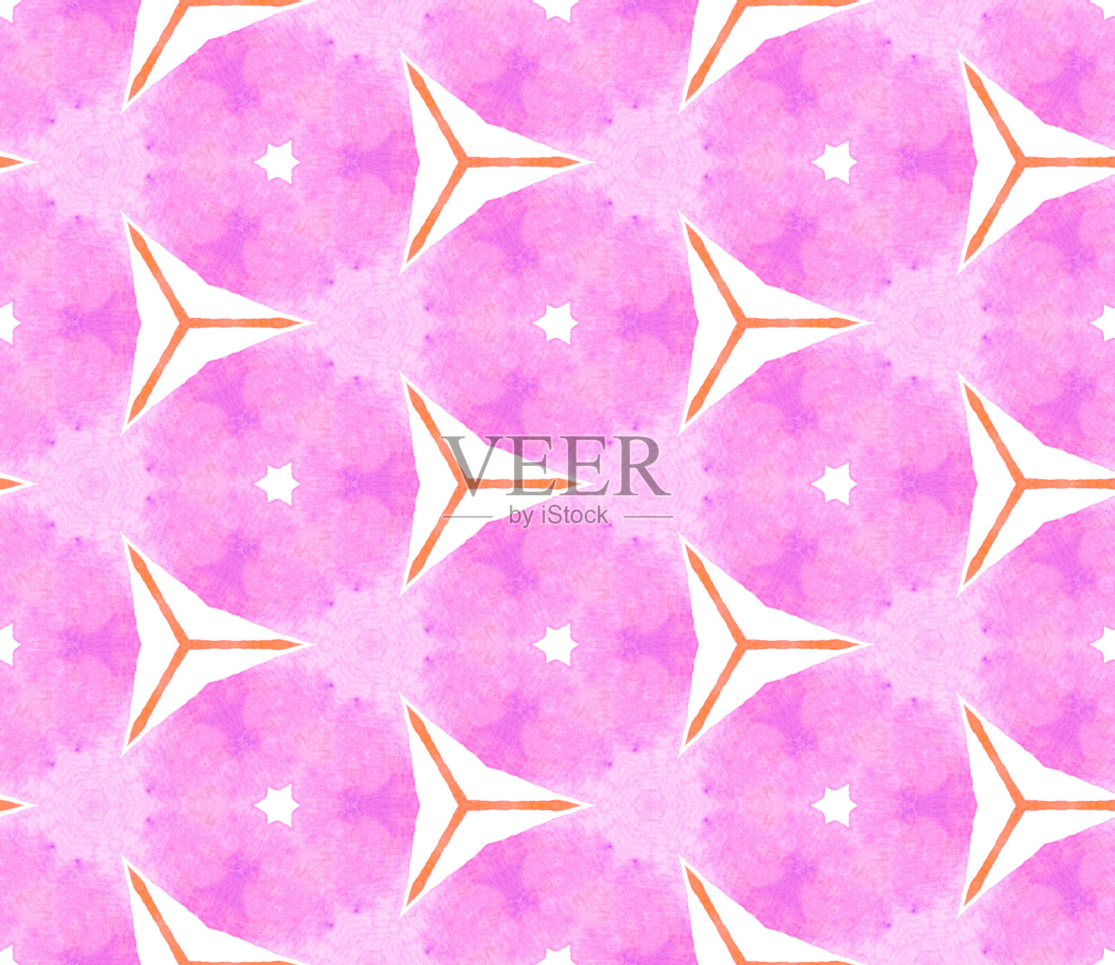 粉红橙色复古无缝图案。手绘窟插画图片素材