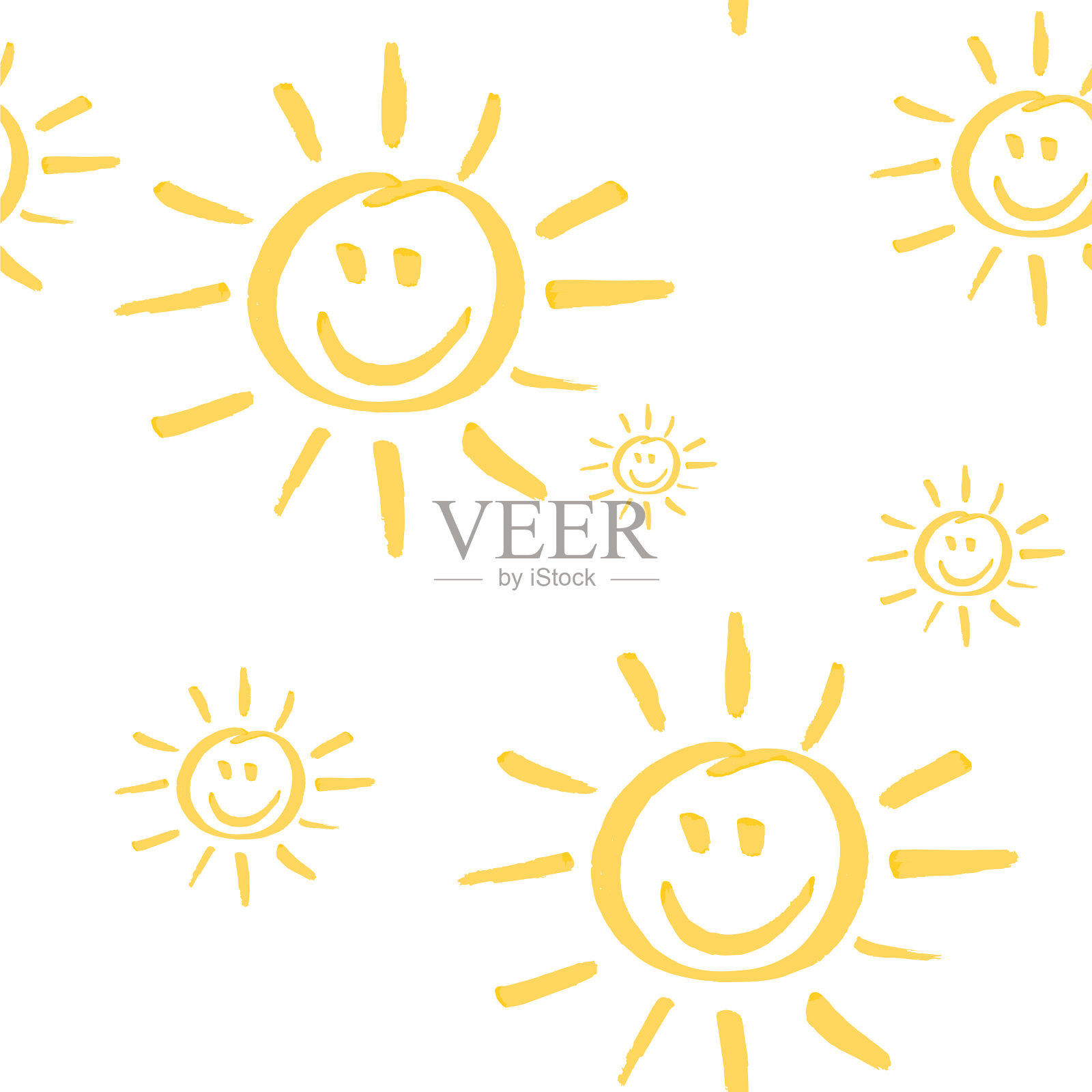 微笑阳光无缝图案插画图片素材