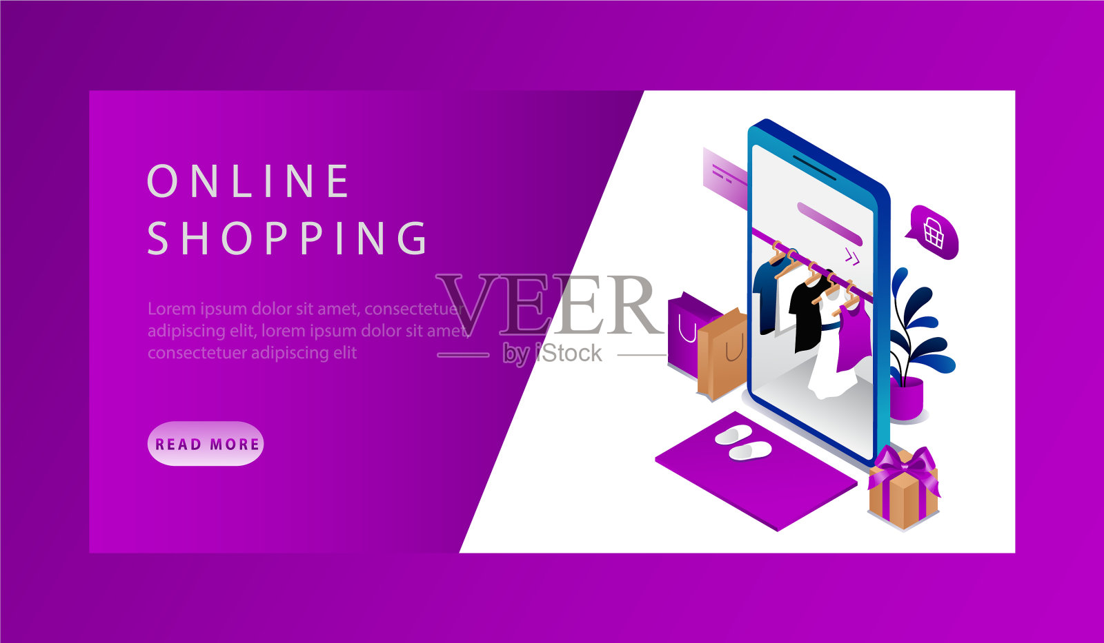 等距网上购物概念现代时尚插画图片素材