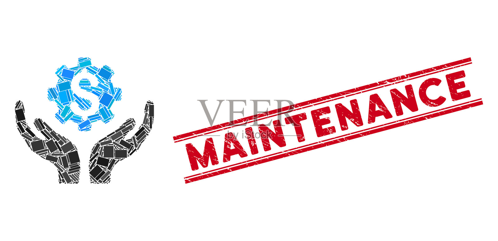 维修价格马赛克和危难维修插画图片素材