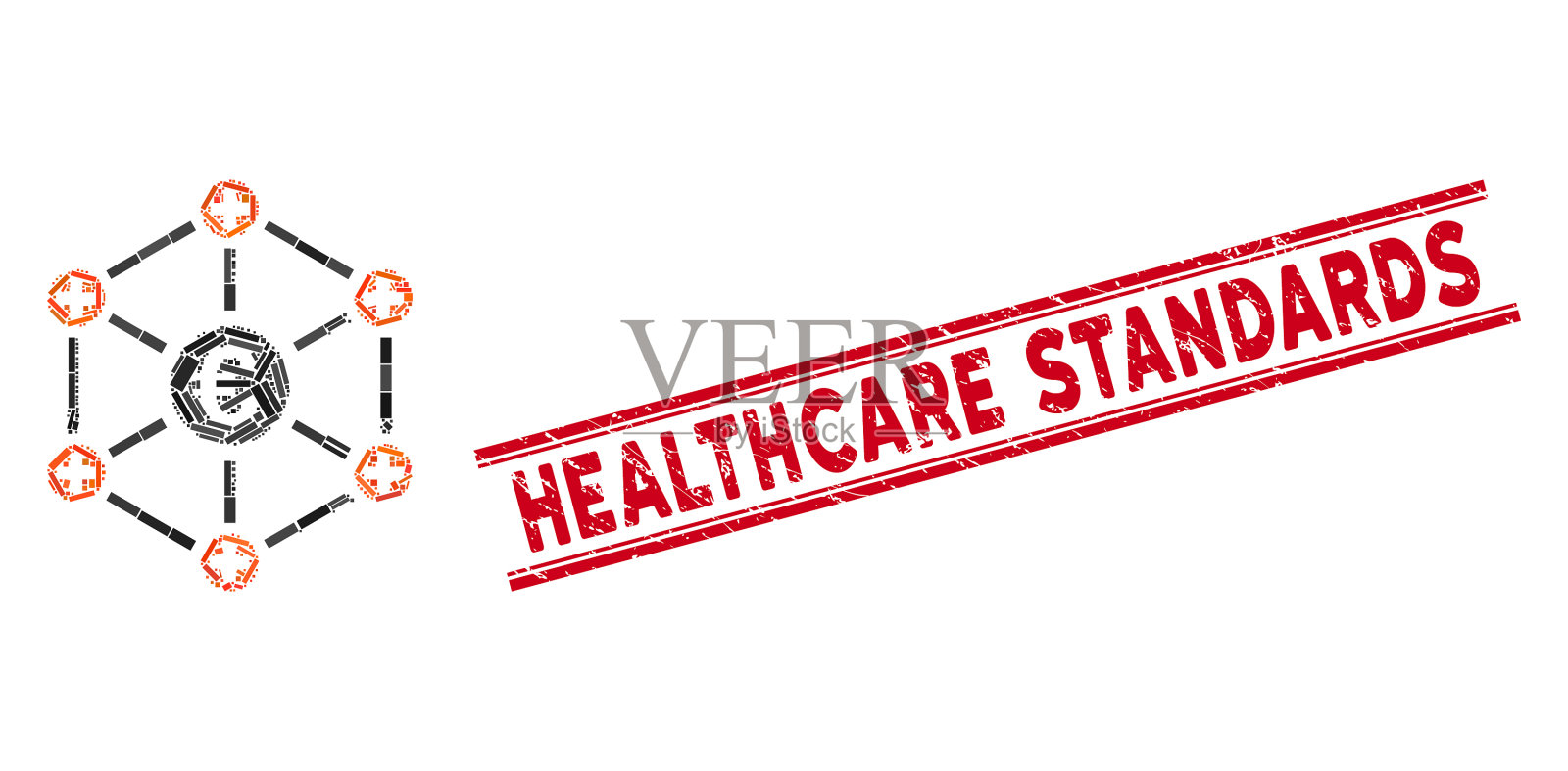 欧洲医疗网络马赛克和挠插画图片素材