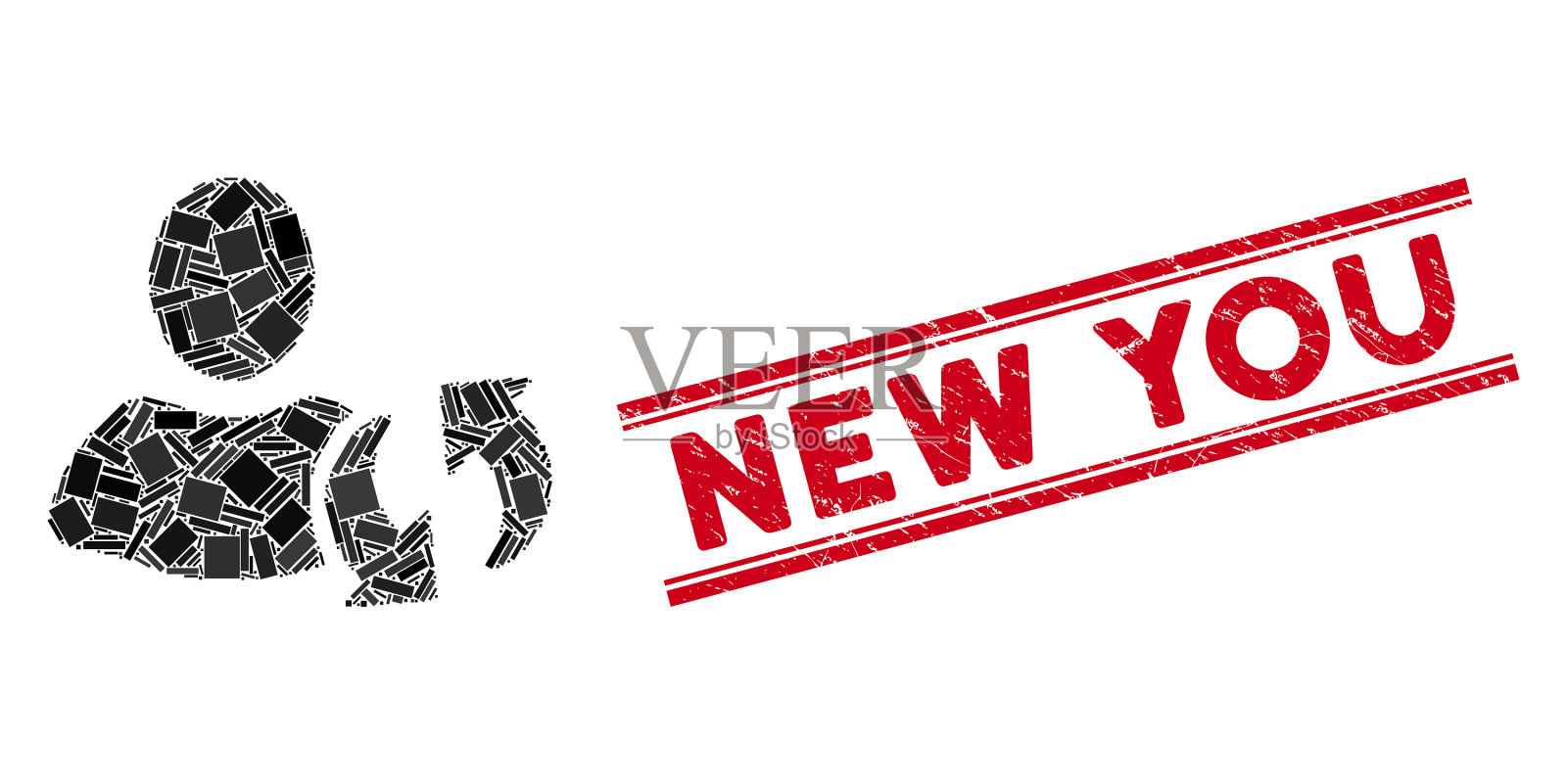 刷新马赛克和挠新的水印插画图片素材