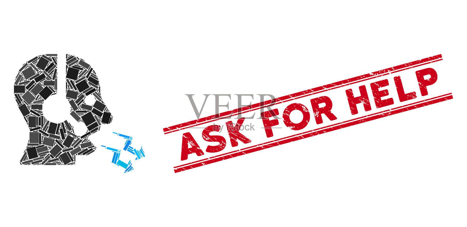 接线员喊马赛克求救插画图片素材