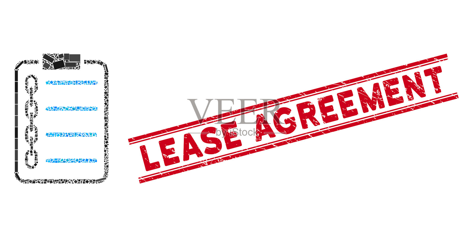 区块链合同马赛克和划租插画图片素材