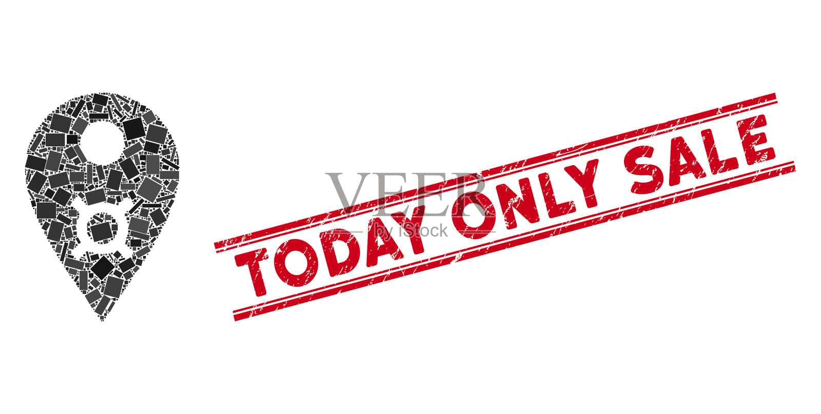 货币地图标记马赛克和垃圾今天设计元素图片