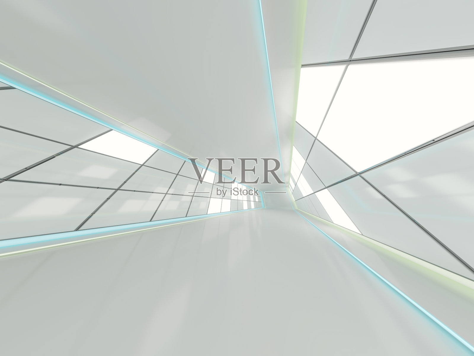 抽象的现代建筑背景，空旷的室内开放空间。3 d照片摄影图片