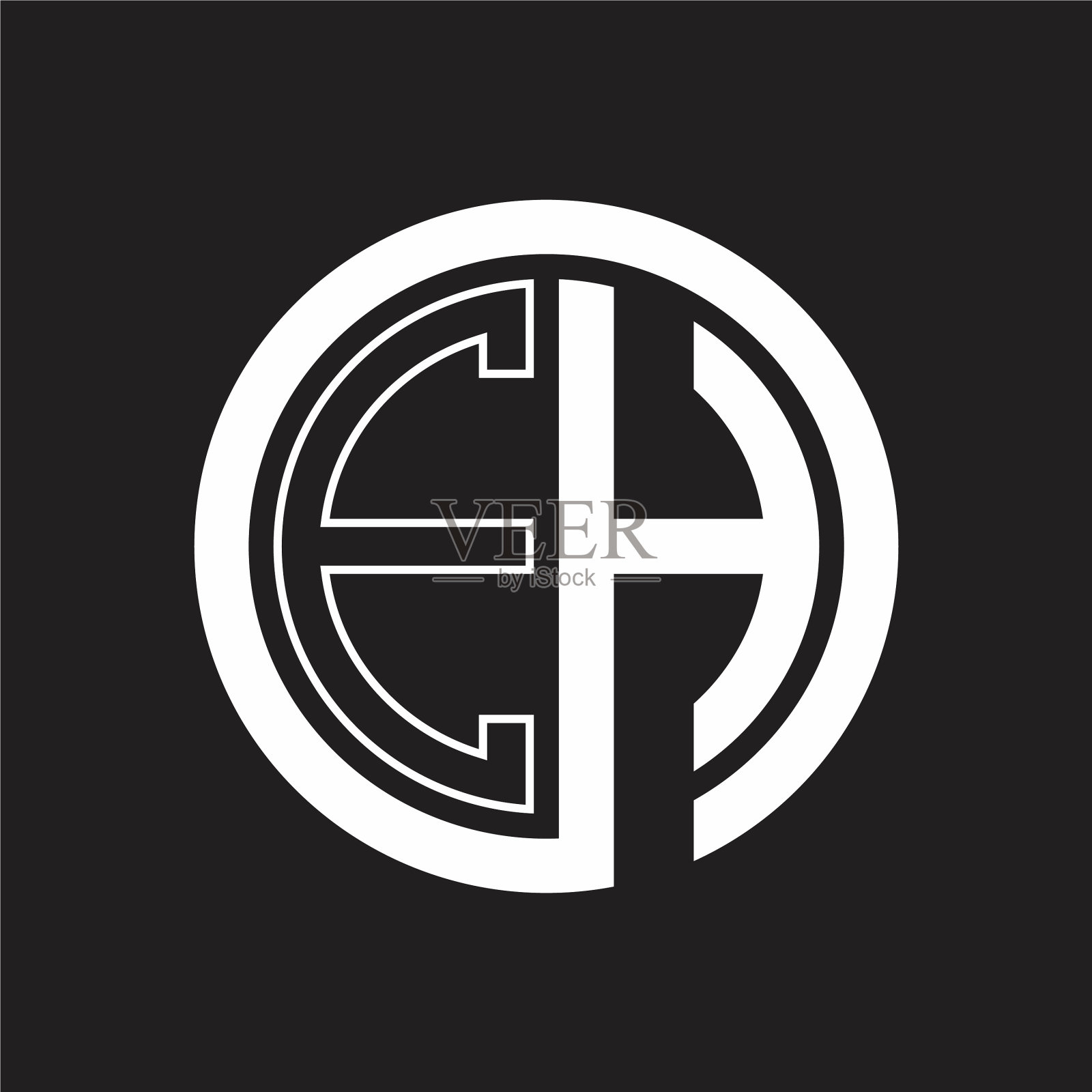 Eh标志用圆形的负空间设计插画图片素材