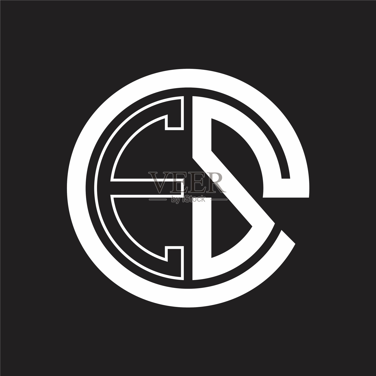 e标志用圆圆负空间设计插画图片素材