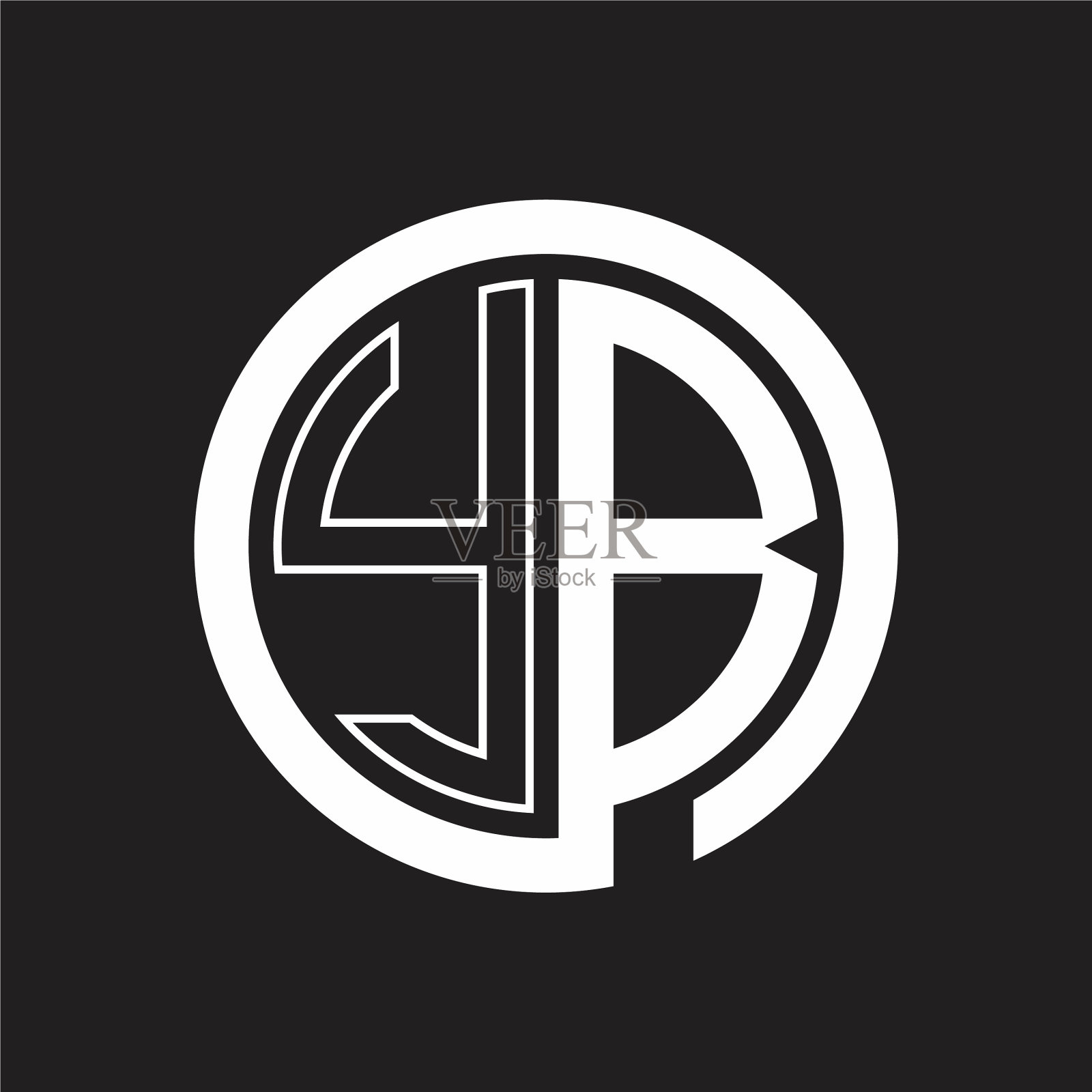 Yb标志用圆圆负空间设计插画图片素材