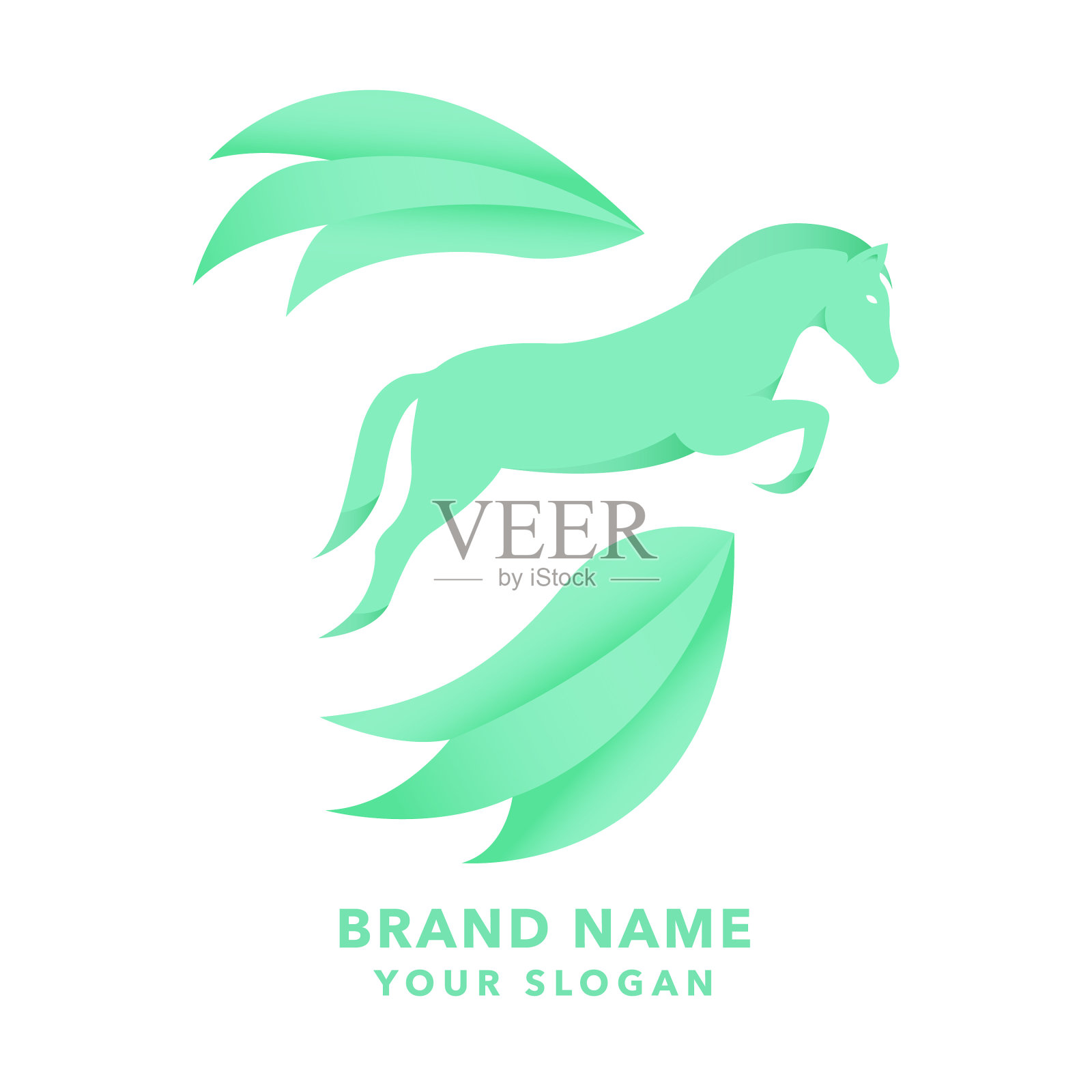 现代跳马标志设计插画图片素材