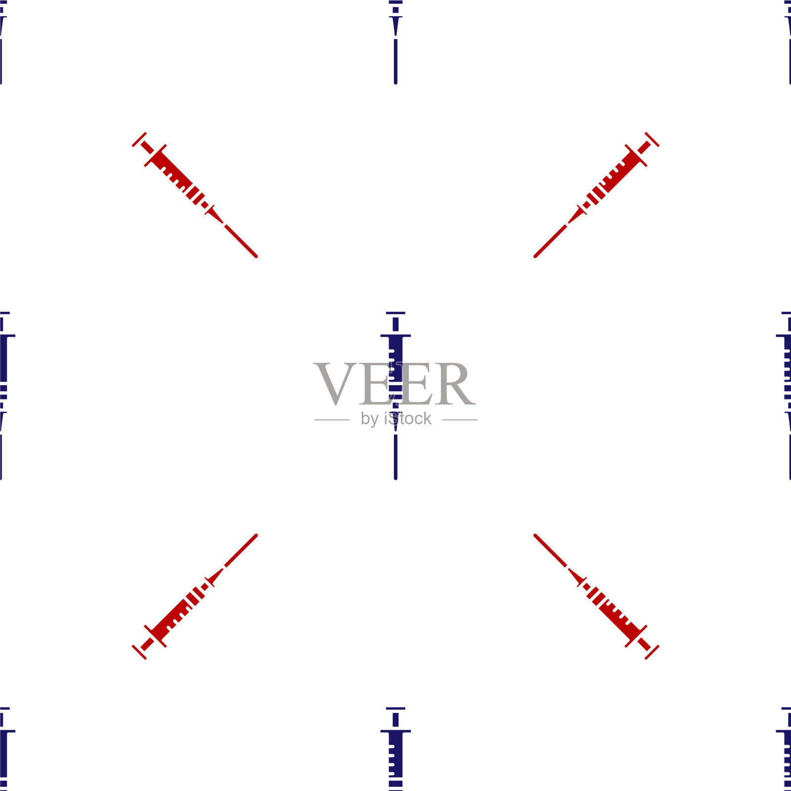 蓝色和红色注射器图标隔离无缝插画图片素材