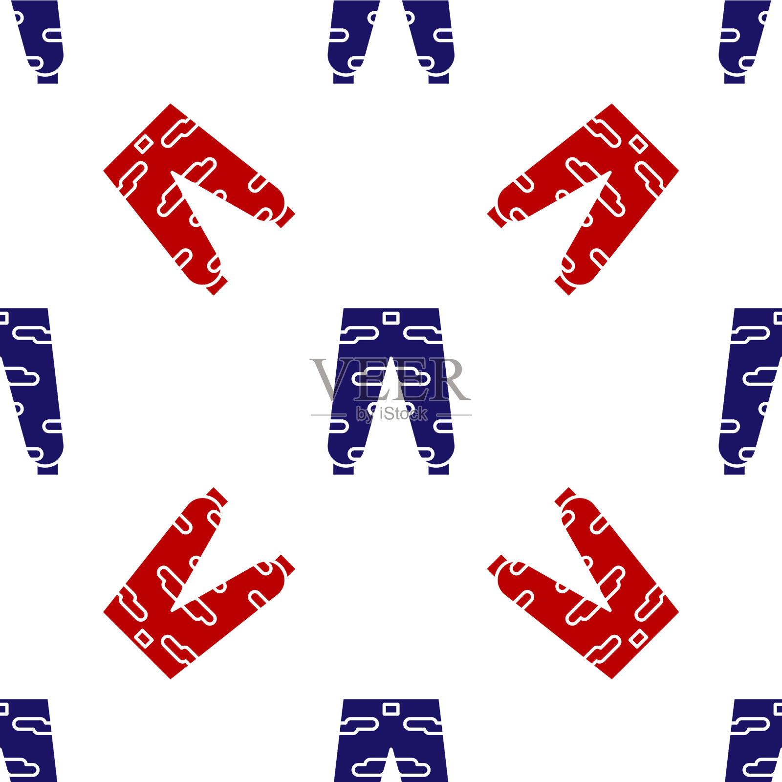 蓝色和红色迷彩工装裤图标孤立插画图片素材