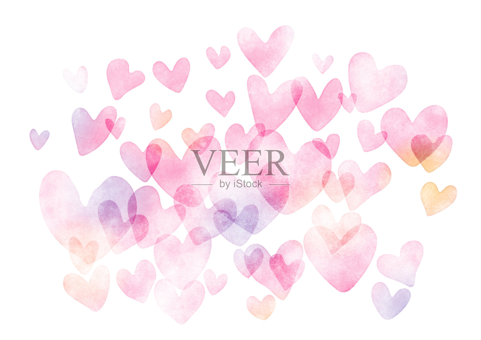 心形背景插图，水彩纹理插画图片素材