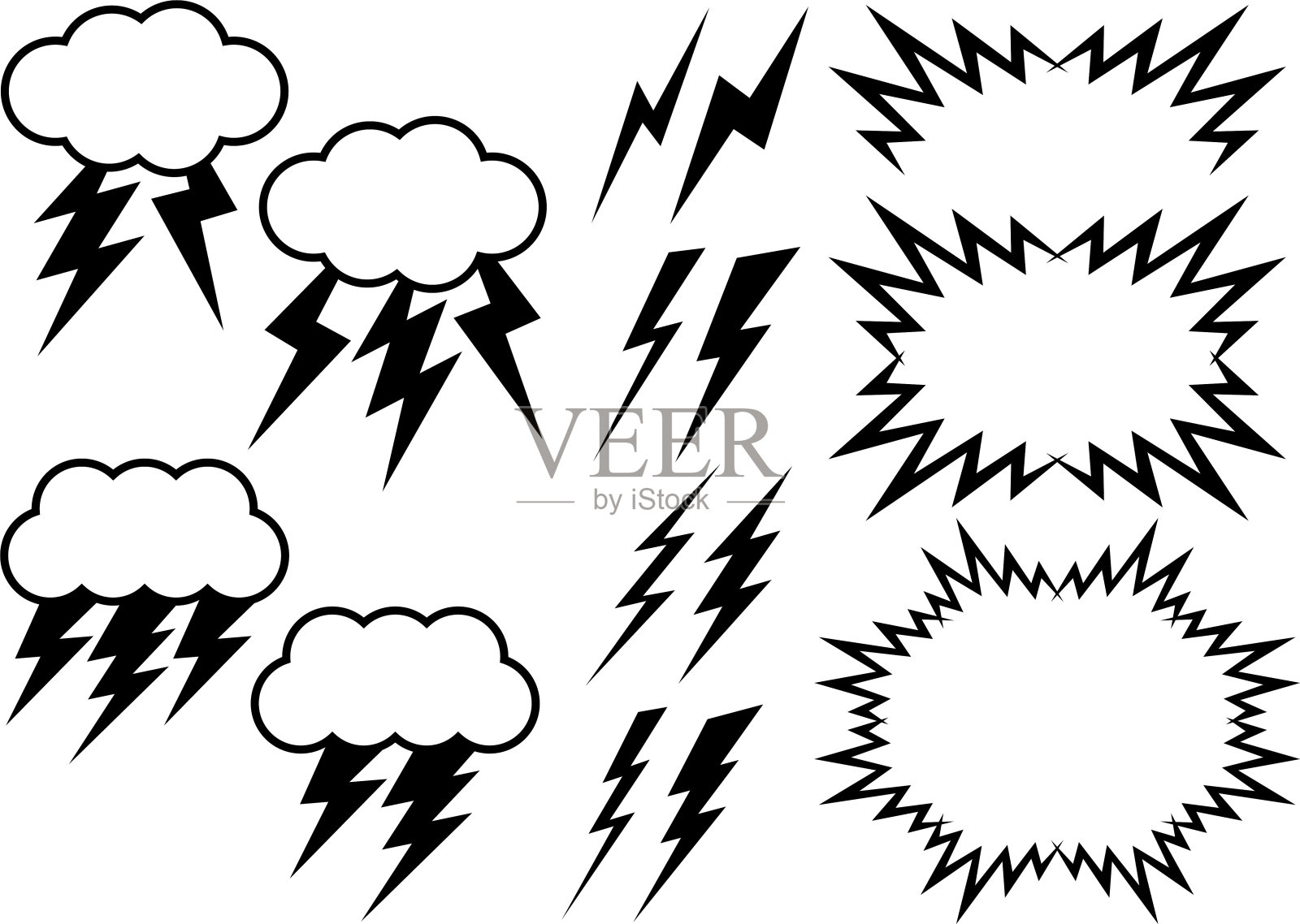 雷电矢量插图素材收集插画图片素材
