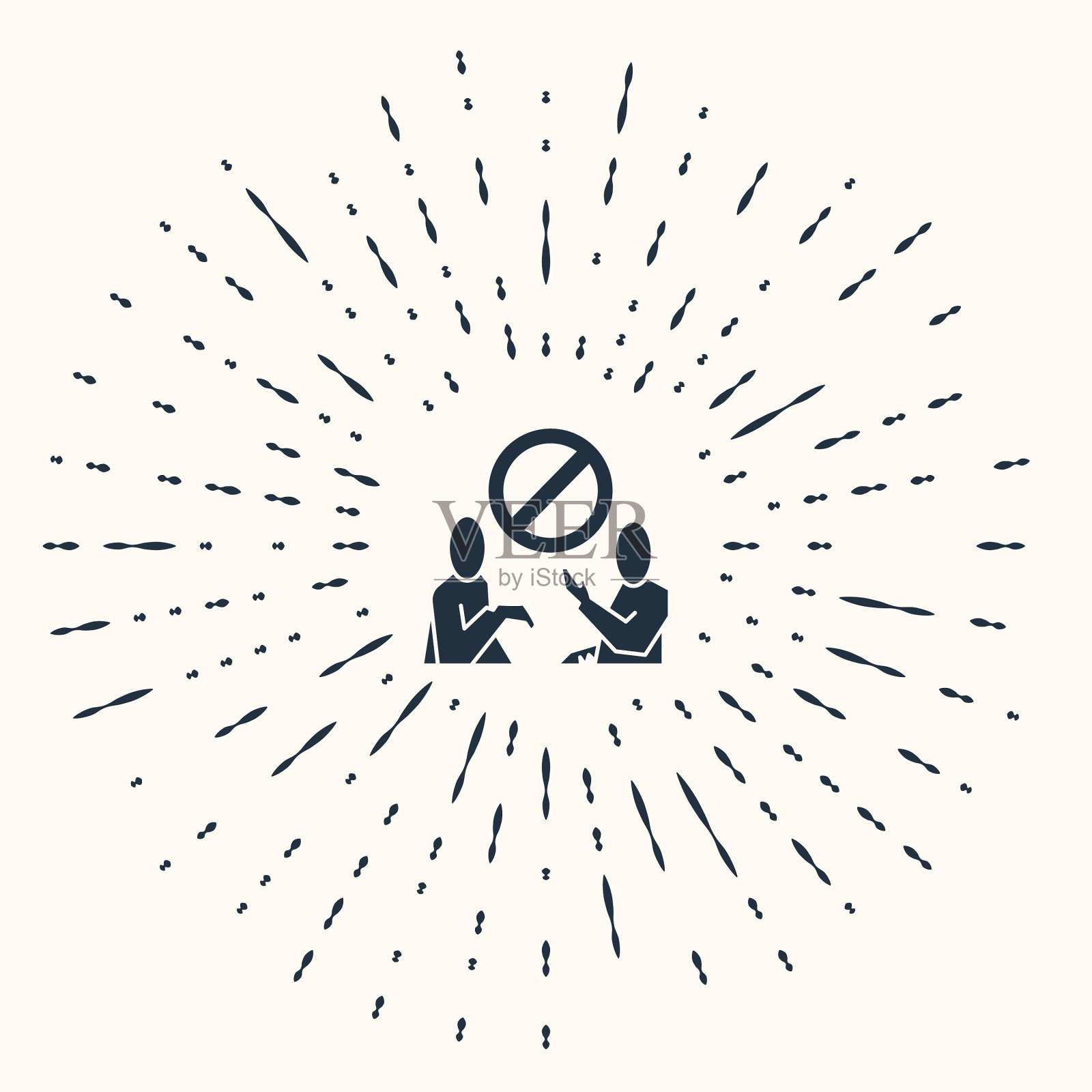 灰色停止塑料污染图标孤立的米色插画图片素材